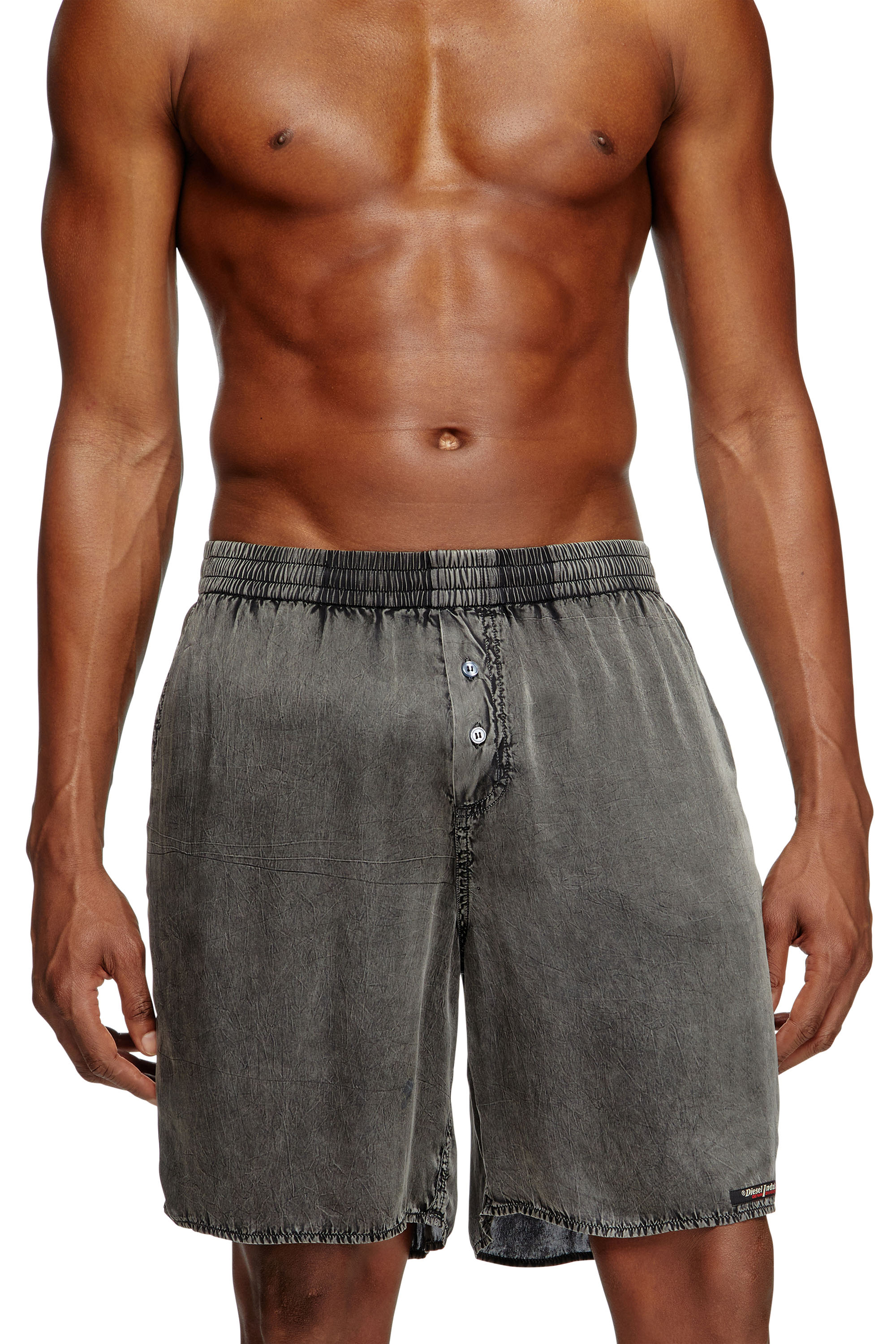 Diesel - SILVO-DNM, Extra-long boxer shorts with denim effect Hombre in Gris - 1
