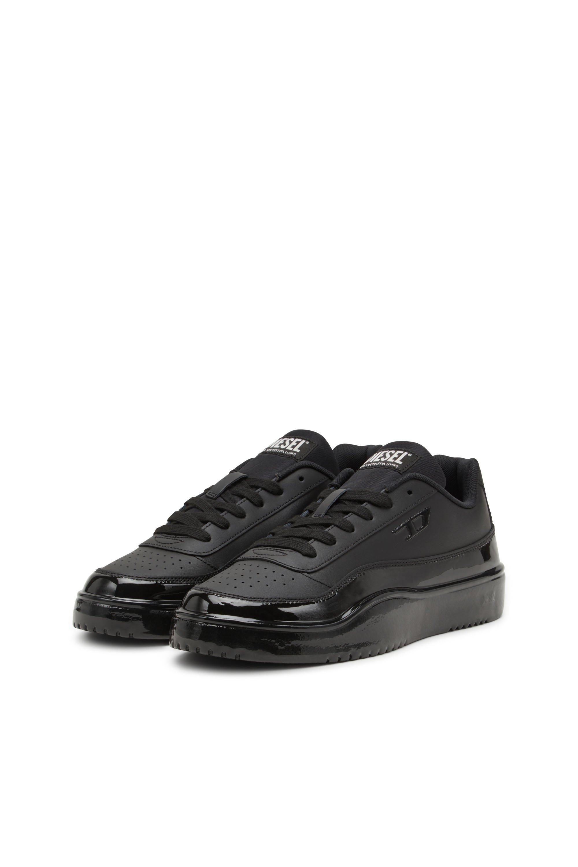 Diesel - S-TRACKER-D LOW, S-Tracker-D-Deportivas de cuero que se sumergieron en silicona Hombre in Negro - 8