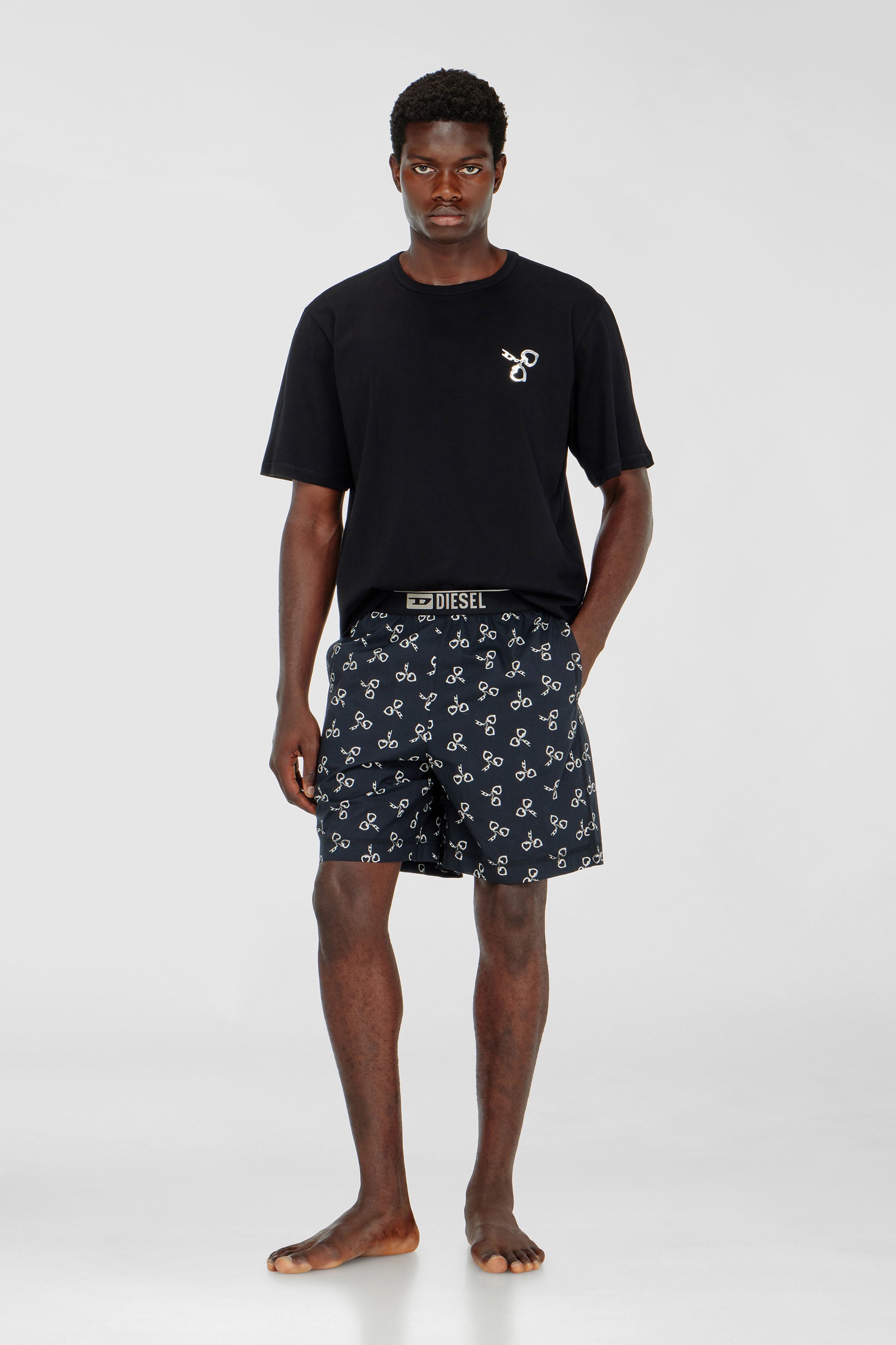 Diesel - KIT-JAMES-D-BOX, Pijama de algod&oacute;n con estampado de esposas Hombre in Negro - 1