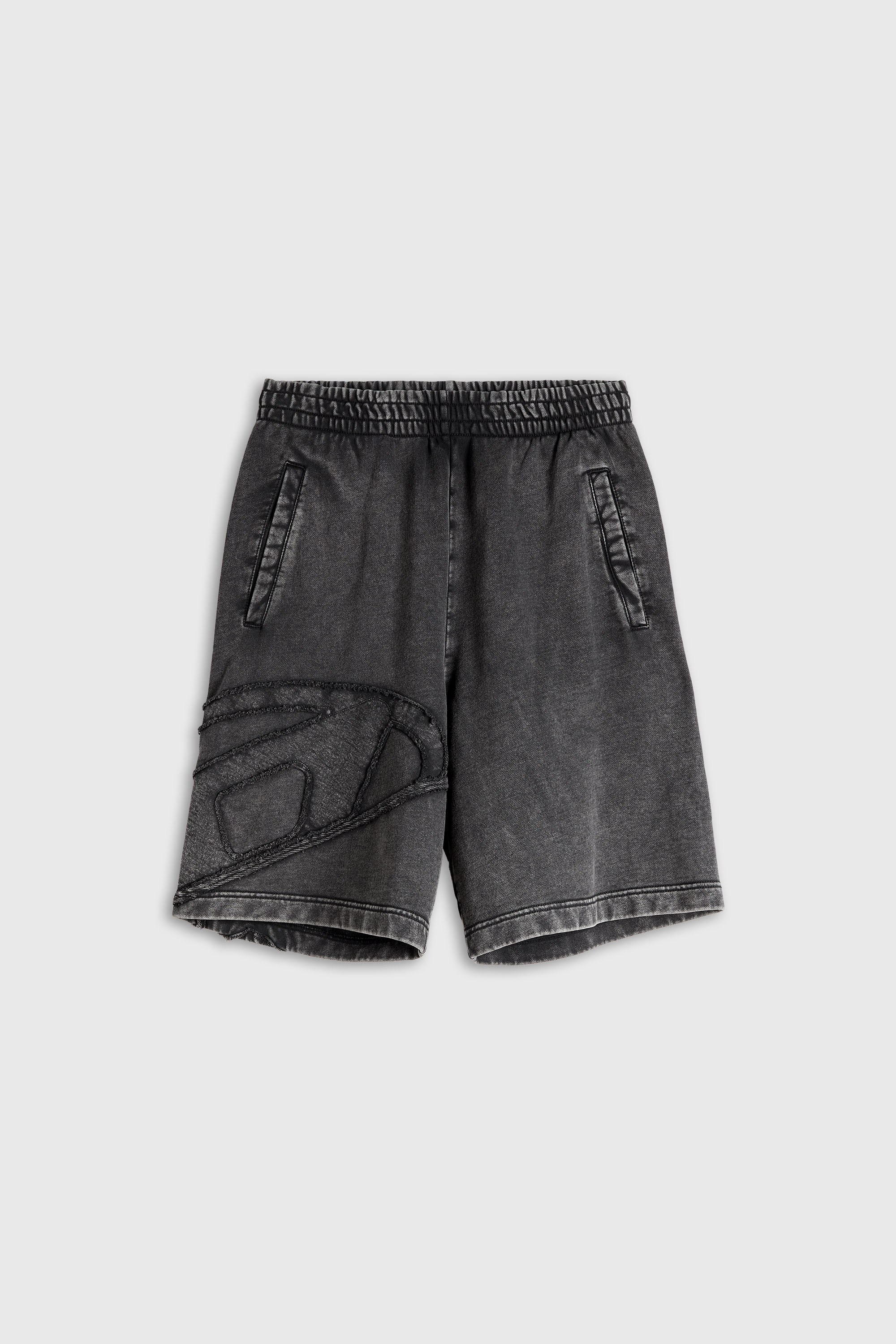 Diesel - P-CROW-MEGCUT, Man's Sweat shorts with sectioned Oval D logo in Black - 2