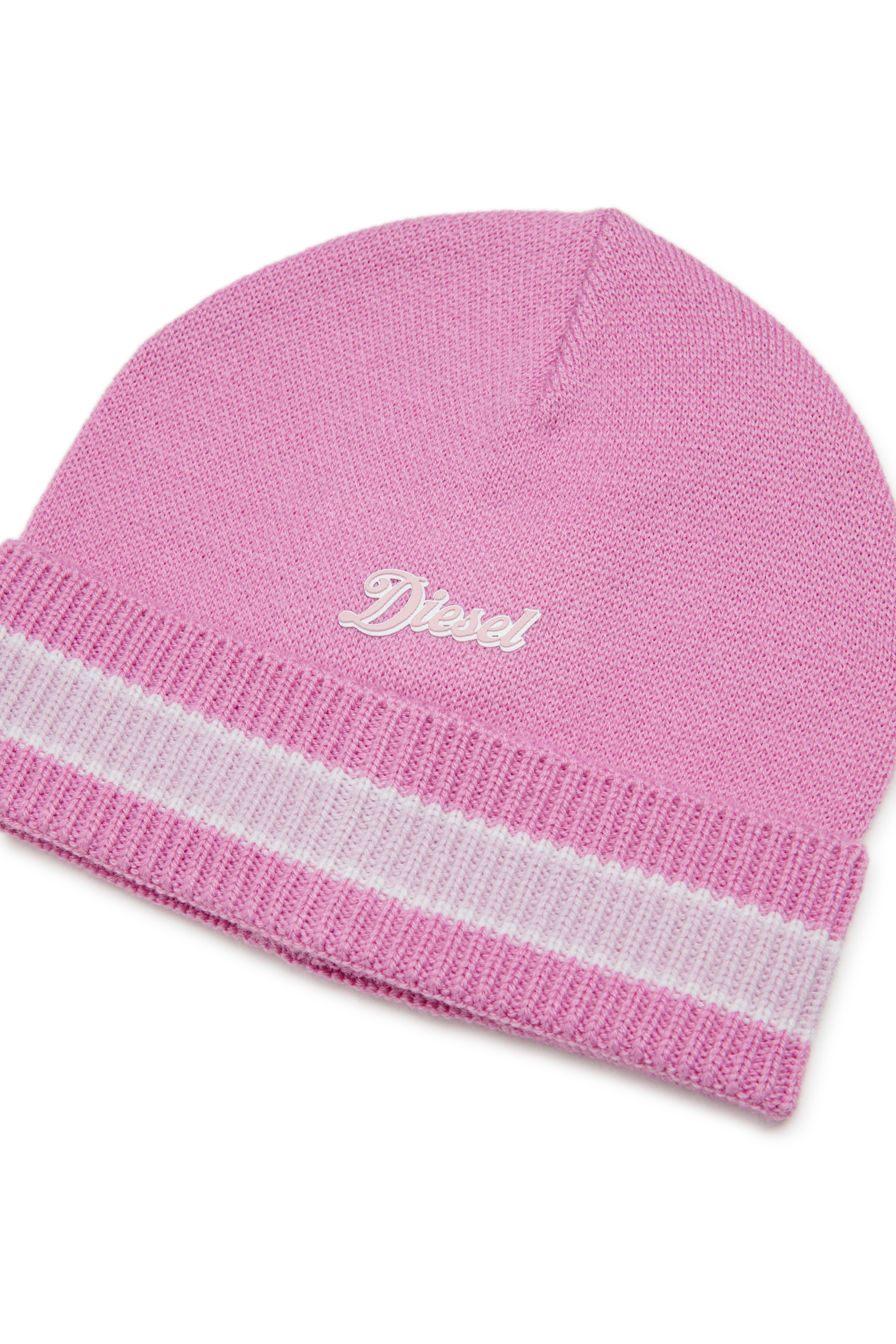 Diesel - FMOB, Gorro de rayas en mezcla de lana Unisex in Rosa - 3