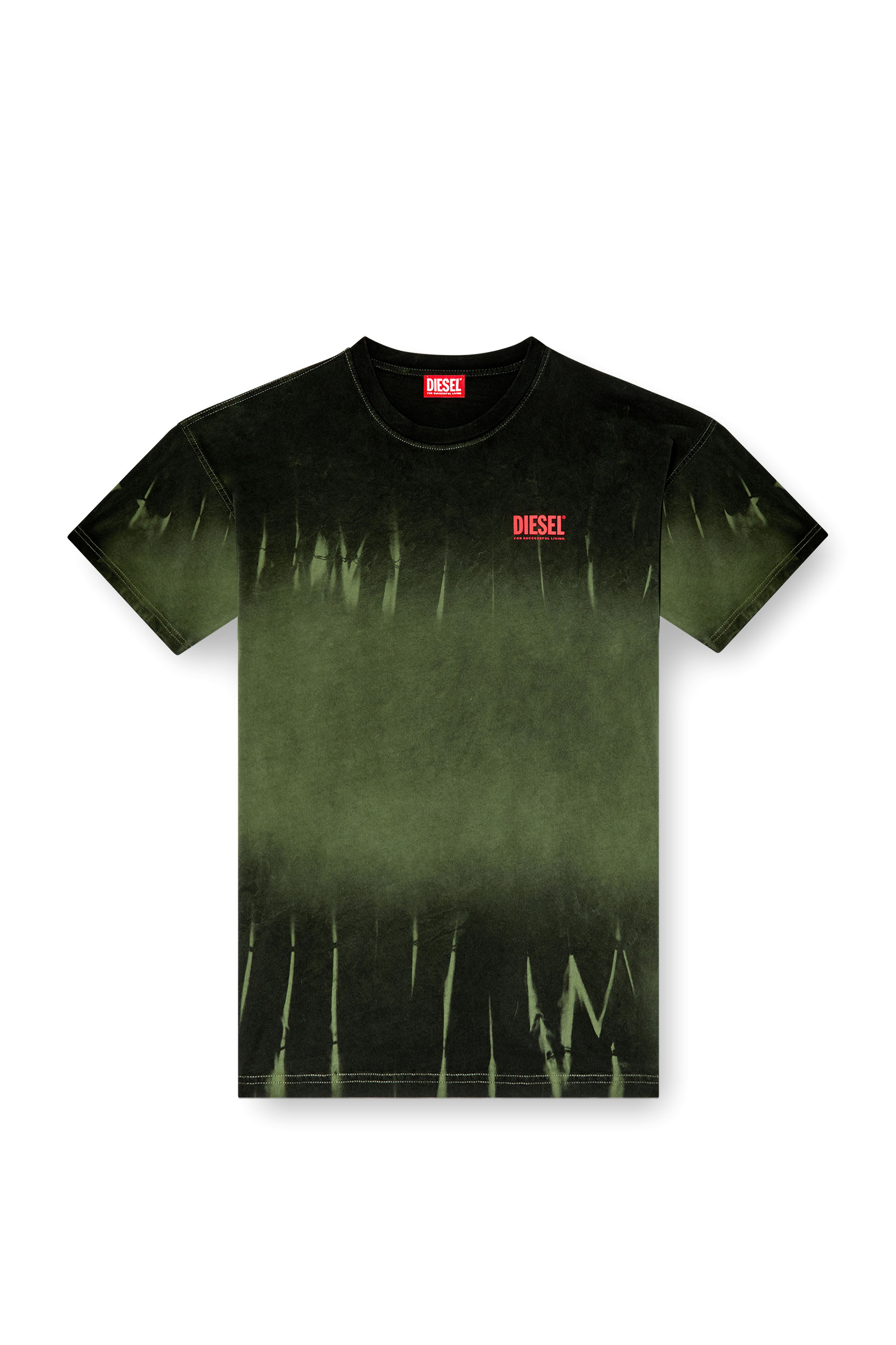 Diesel - T-BOXT-R3, Camiseta teñida con la técnica de tie-dye con logotipo estampado Hombre in Verde - 3