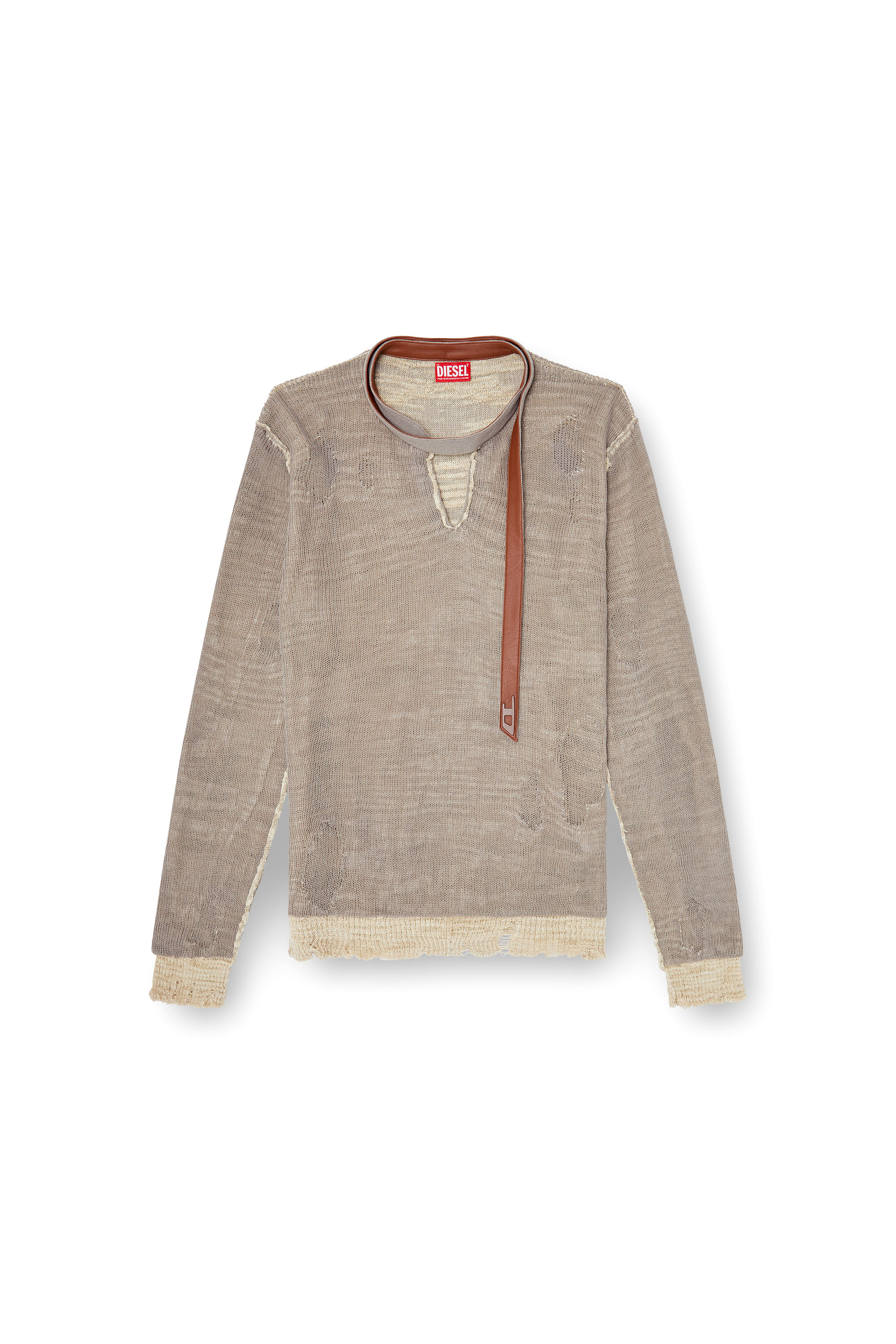 Diesel - K-DAIANERIS, Jersey desgastado con correa de cuello estilo biker Hombre in Marr&oacute;n - 3