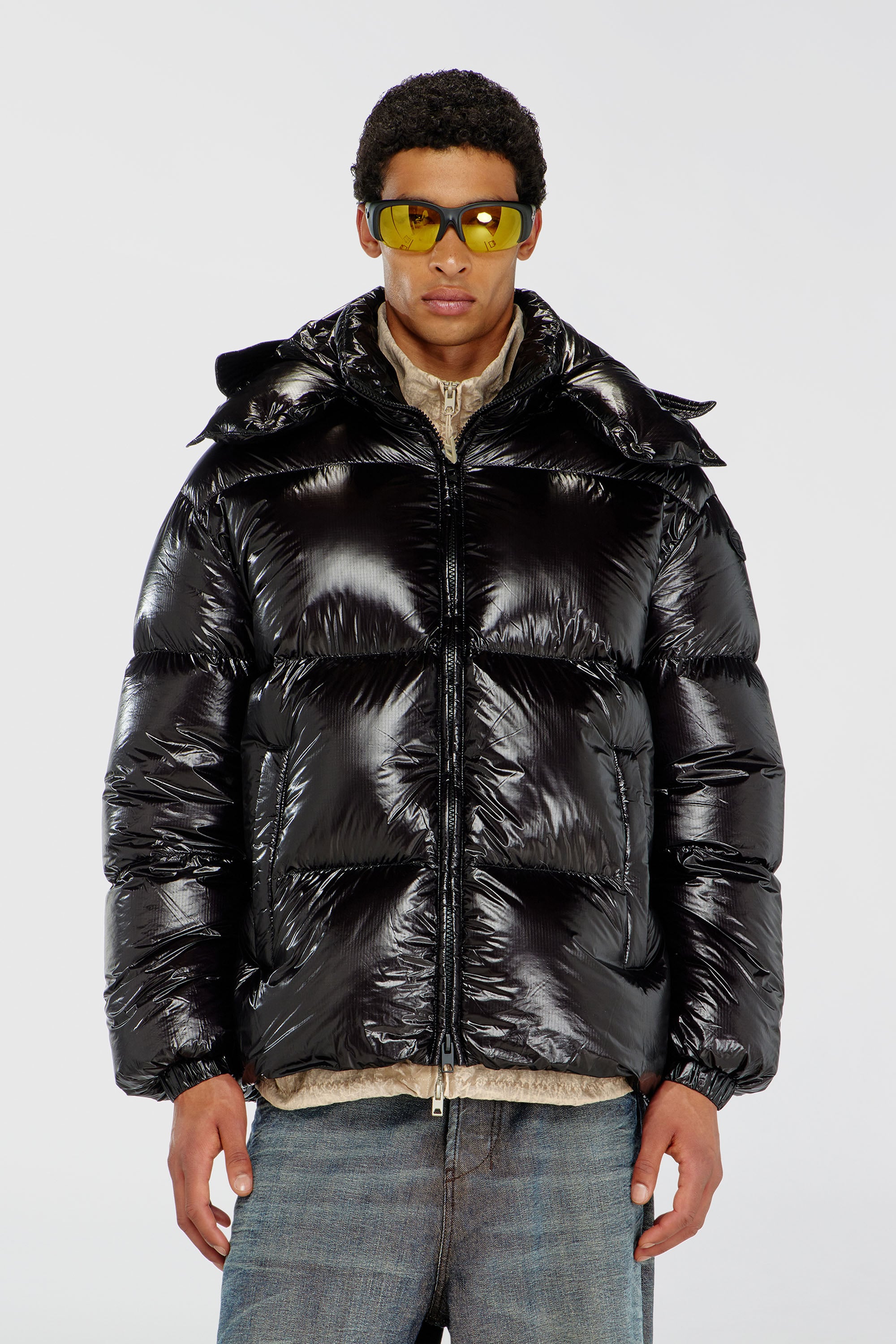 Diesel - W-ROLFYS-WRD-BKCP, Chaqueta acolchada con capucha desmontable Hombre in Negro - 1