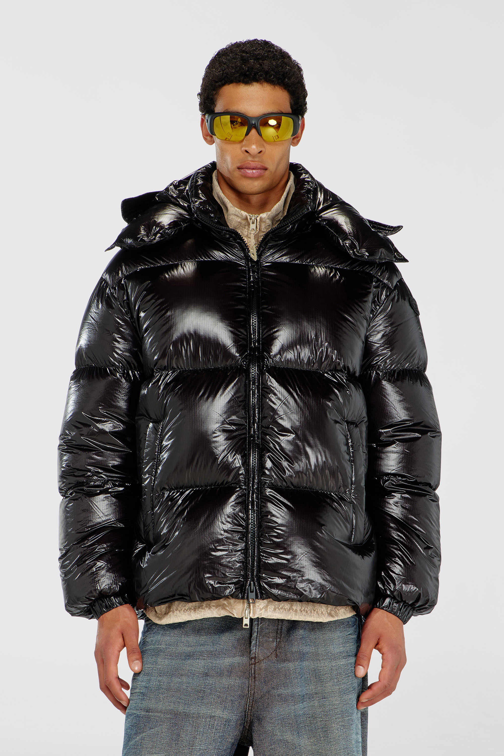 Diesel - W-ROLFYS-WRD-BKCP, Chaqueta acolchada con capucha desmontable Hombre in Negro - 3