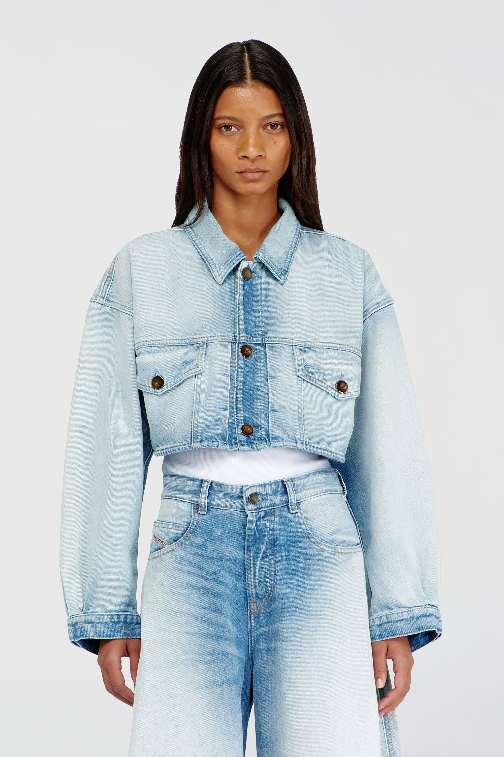 Diesel - DE-MALLEY-S, Chaqueta camionera corta y oversize Mujer in Azul marino - 1