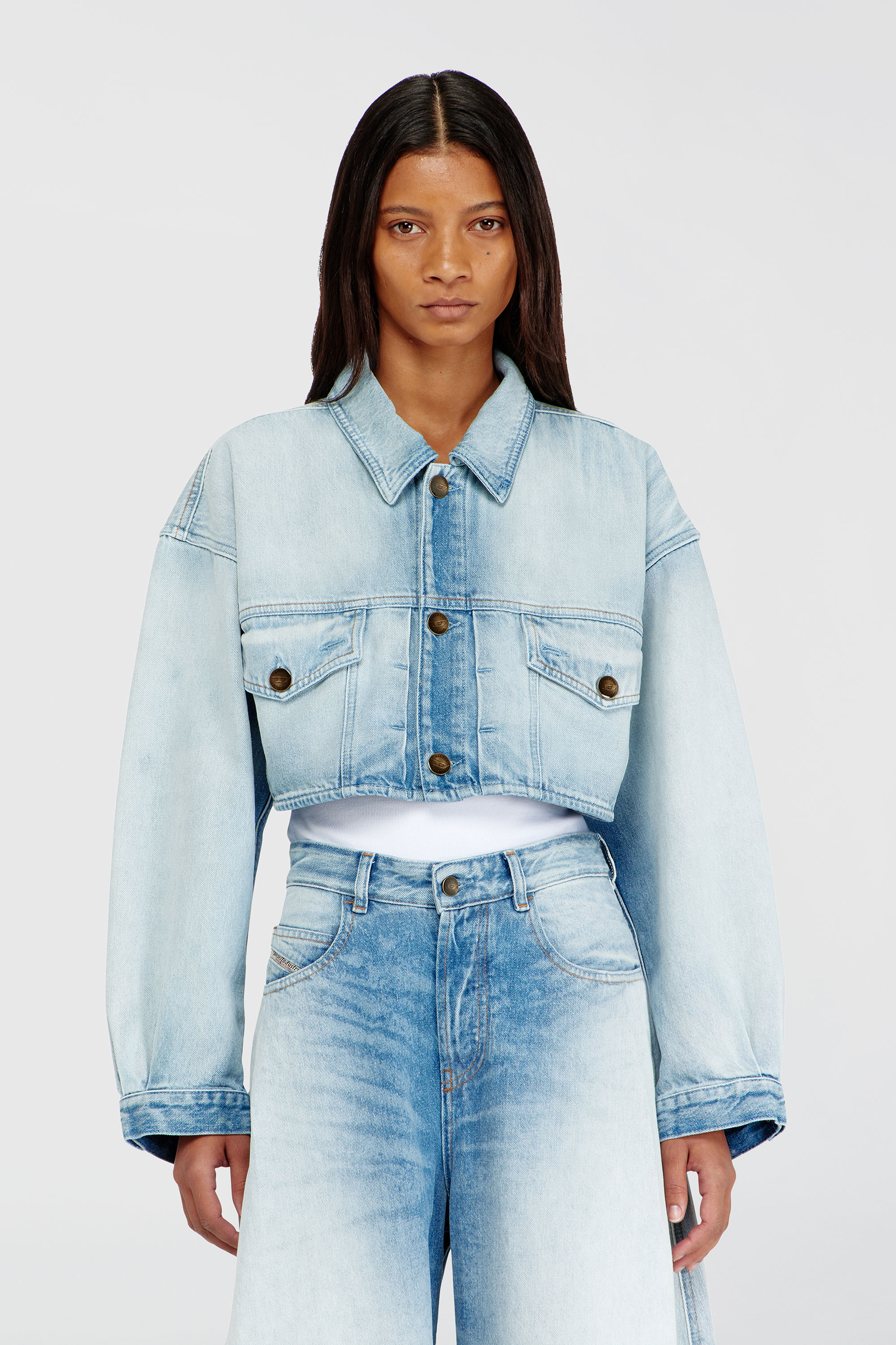 Diesel - DE-MALLEY-S, Chaqueta camionera corta y oversize Mujer in Azul marino - 3