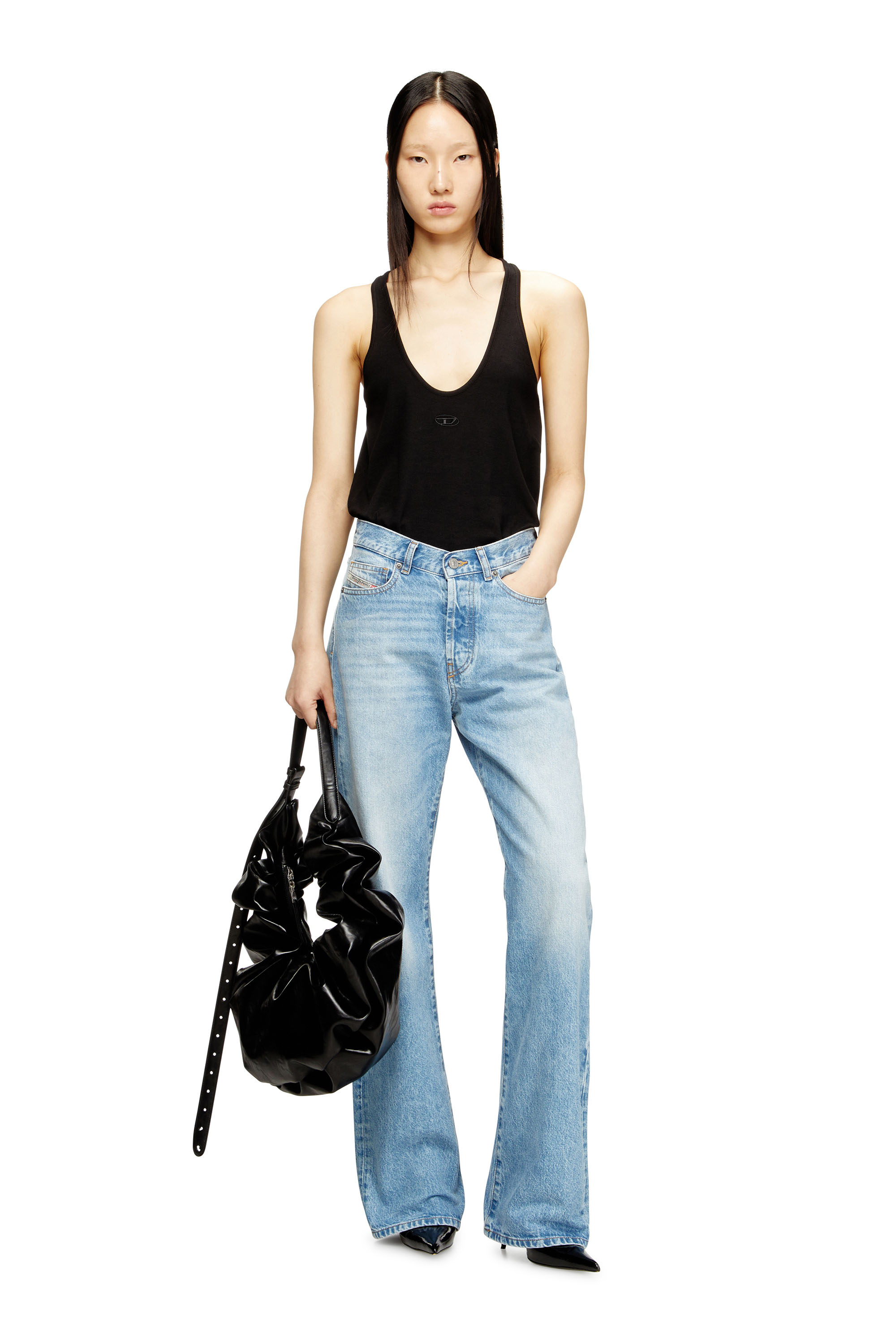 Diesel - T-IPSYA-LKDS, Camiseta con tirantes de canalé con Oval D Mujer in Negro - 2