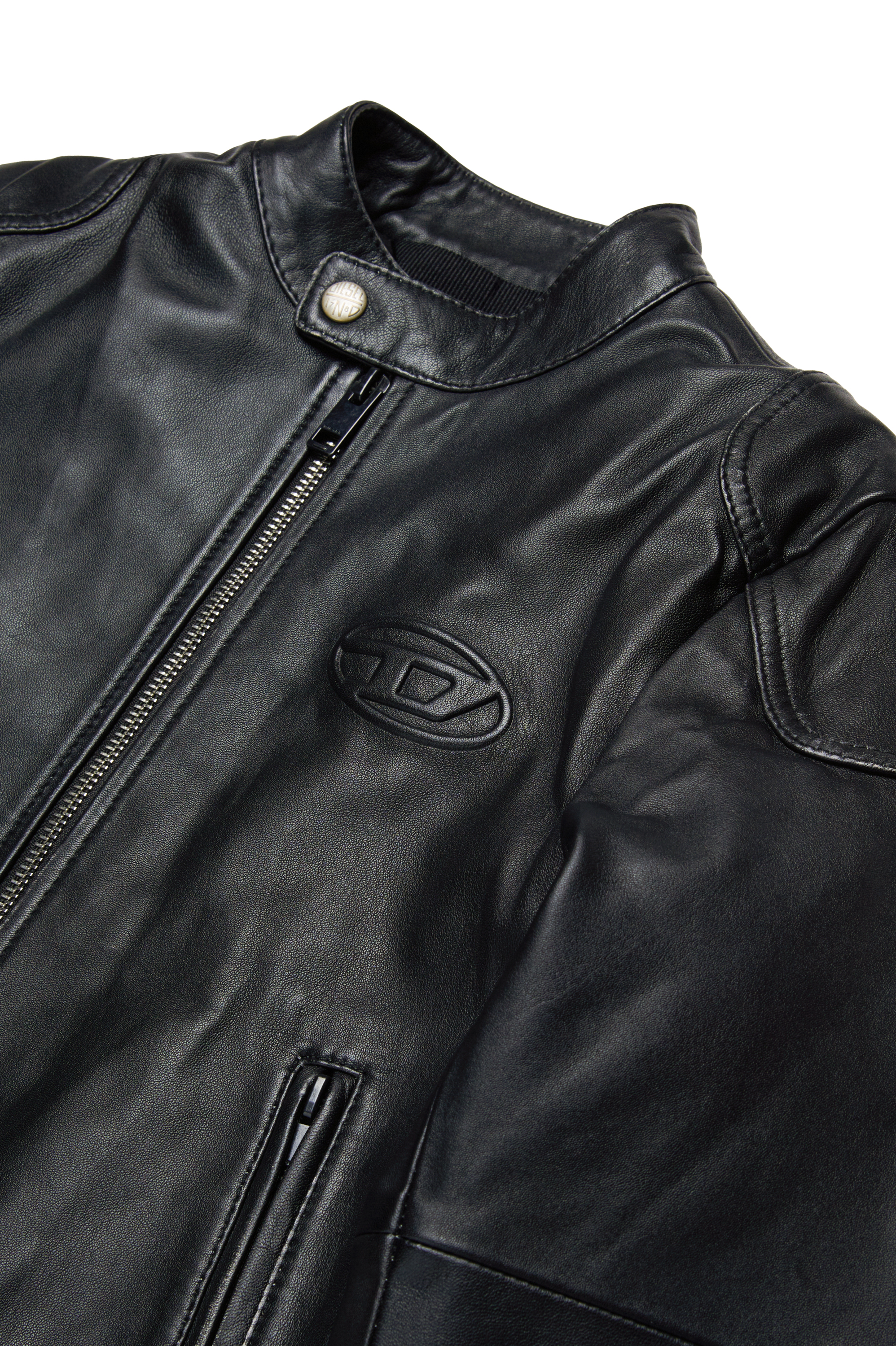 Diesel - JLHEIN, Chaqueta biker de cuero con Oval D en relieve Hombre in Negro - 3
