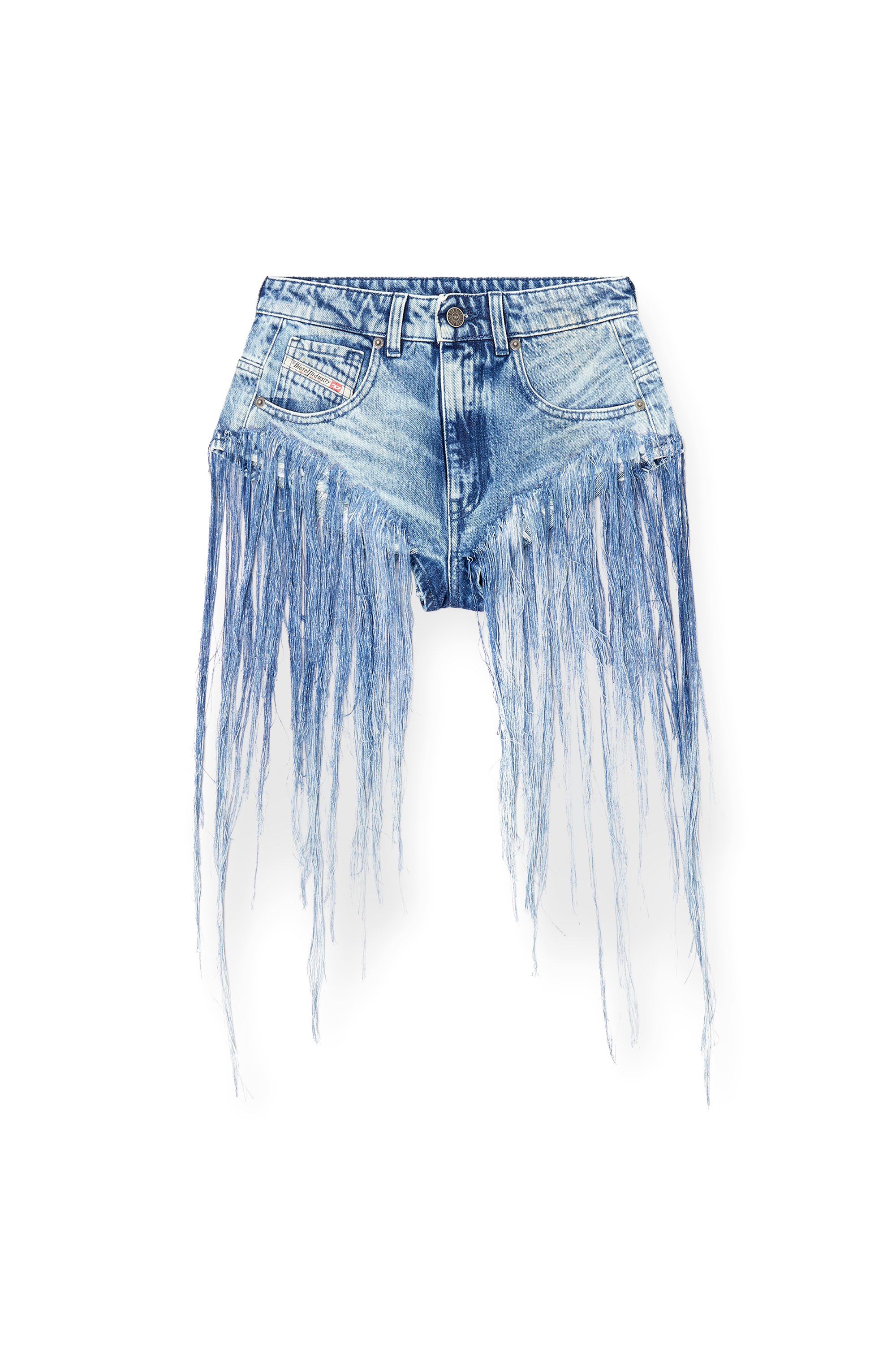 Diesel - DE-JIZZ-FSG, Pantalones cortos de denim desgastado con flecos Mujer in Azul marino - 2