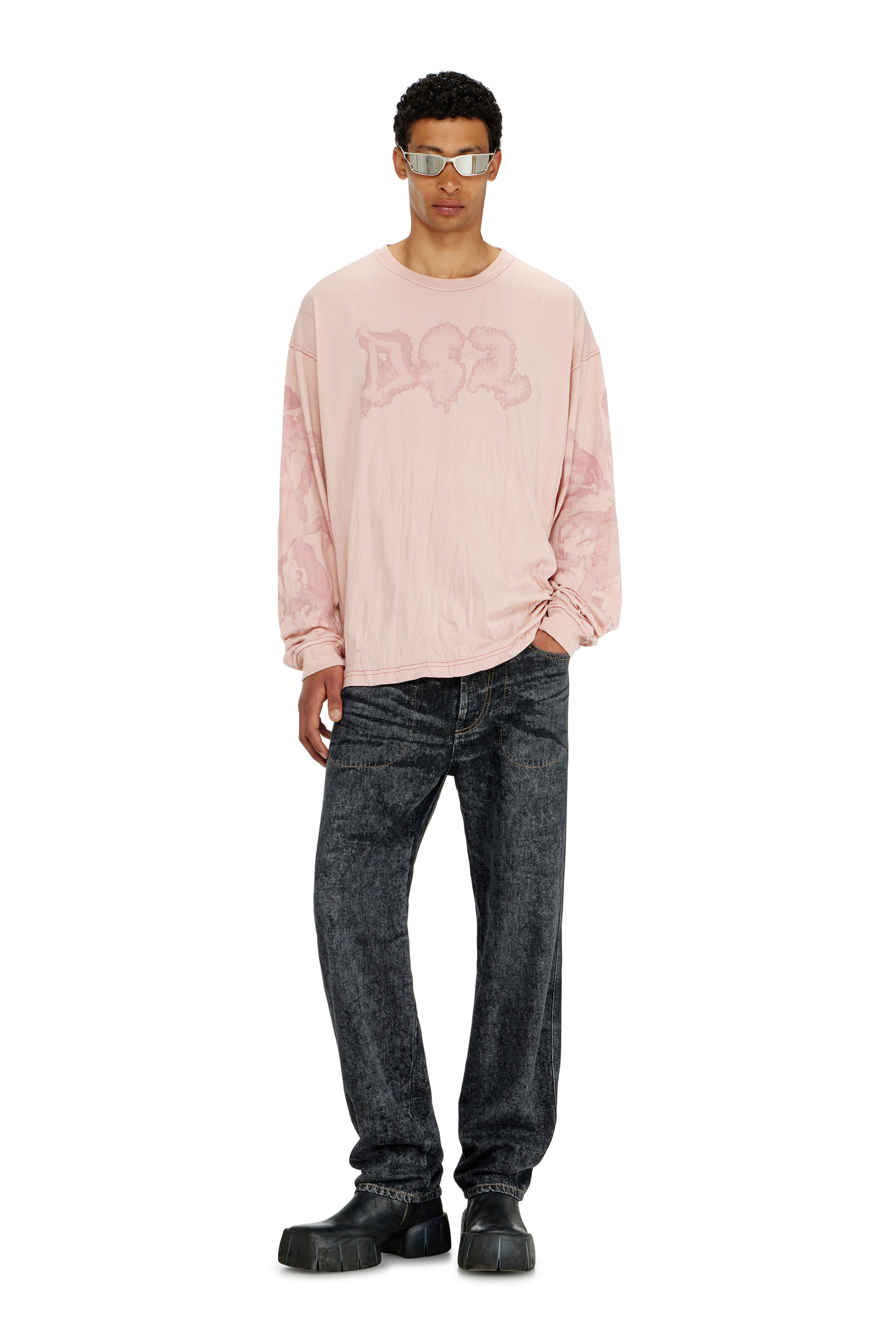 Diesel - T-BOXT-LS-AA4, Camiseta relaxed de manga larga con estampado irregular Hombre in ToBeDefined - 2