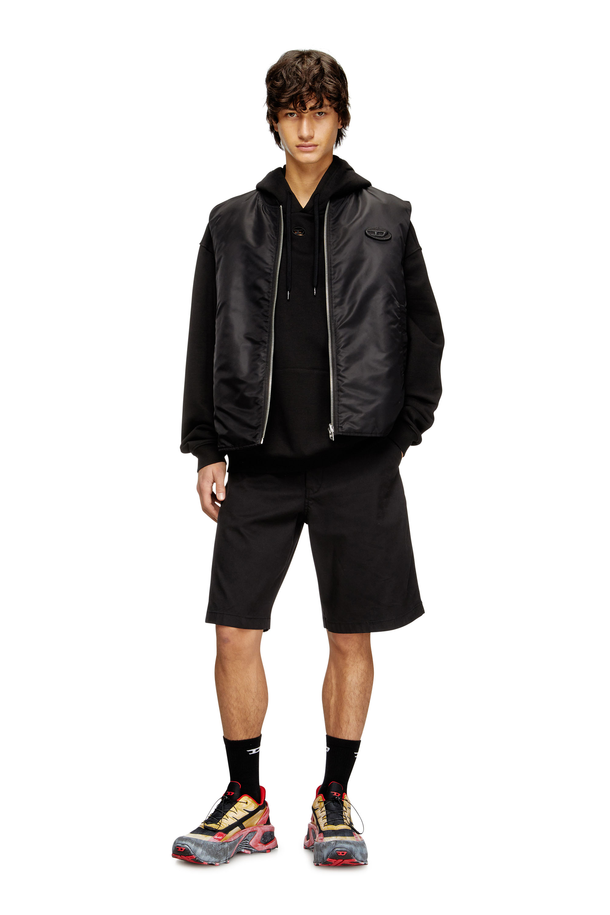 Diesel - W-TYPE-D1-SL, Chaleco acolchado de satén con bordado Oval D Hombre in Negro - 2