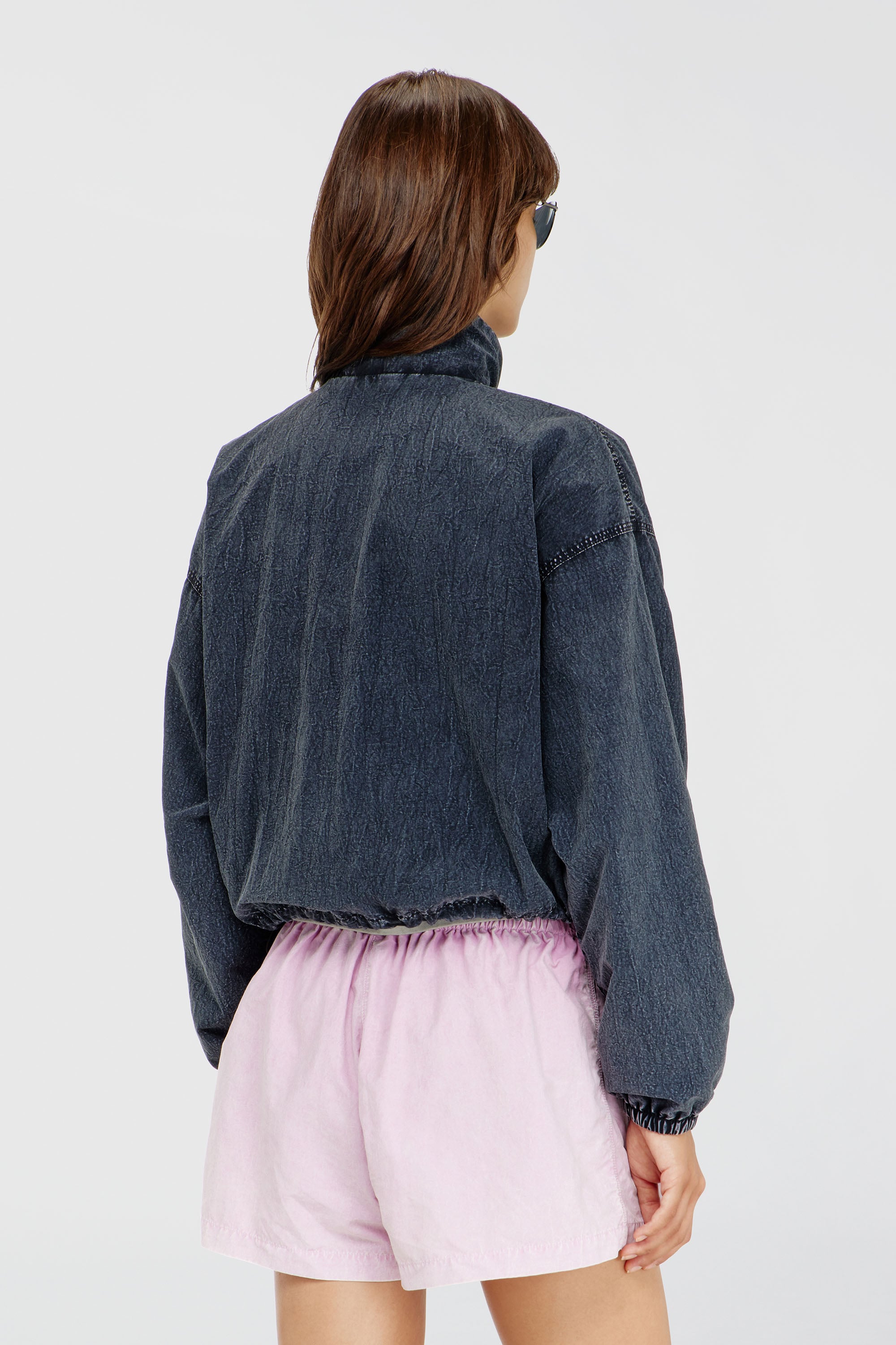 Diesel - G-LEAMER, Chaqueta cortavientos en taslan acid-wash Mujer in Azul marino - 4