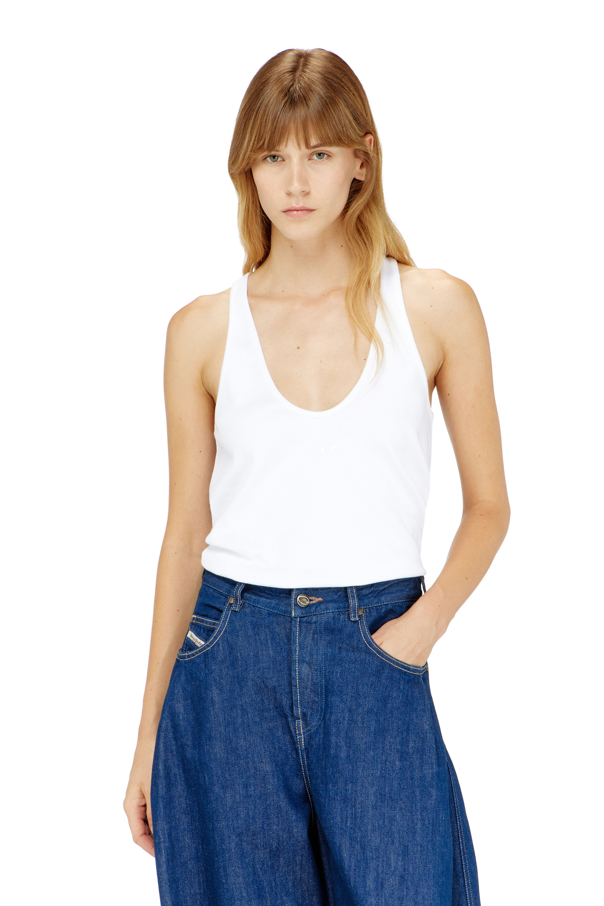 Diesel - T-IPSYA-LKDS, Camiseta con tirantes de canal&eacute; con Oval D Mujer in Blanco - 1