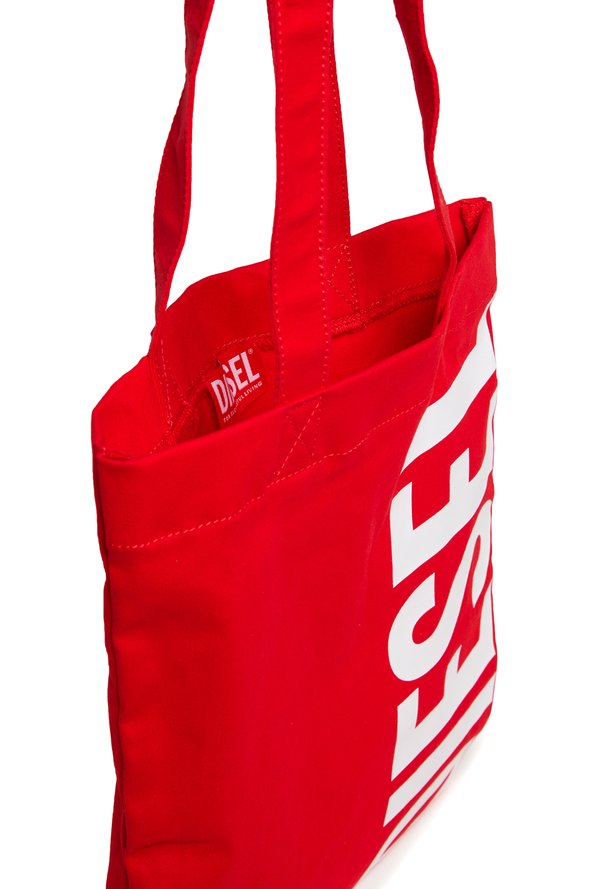 Diesel - WRELD, Bolso de lona con maxi estampado de logo Mujer in Rojo - 4