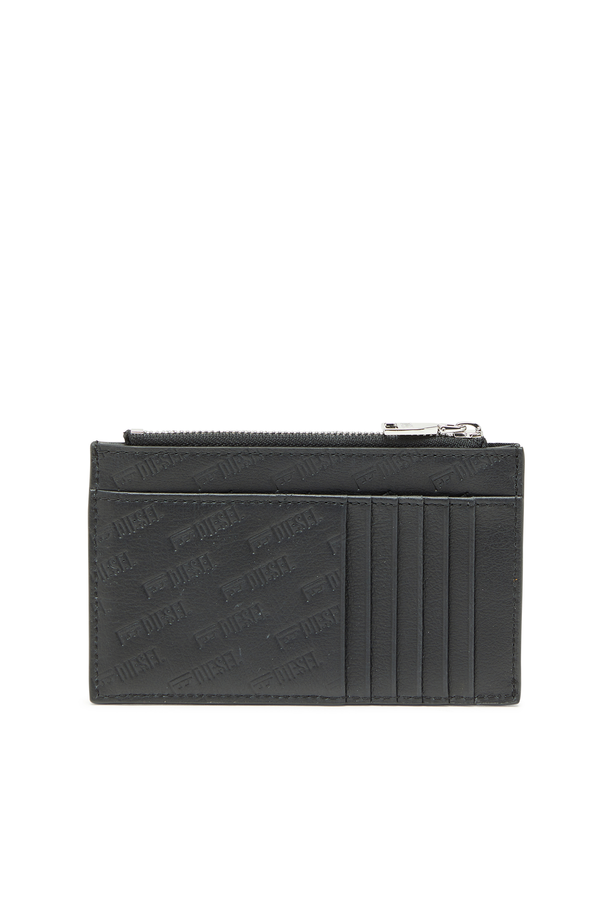 Diesel - MONOGRAM CARD CASE VI, Tarjetero de piel repujada con bolsillo con cremallera Hombre in Negro - 2