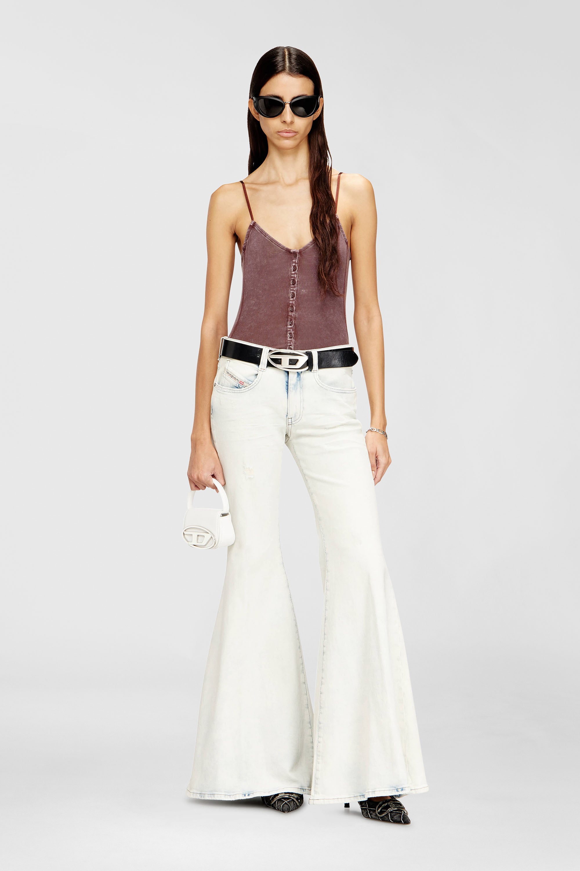 Diesel - 1DR XS, 1DR XS-Minibolso ic&oacute;nico con placa D logo Mujer in Blanco - 2