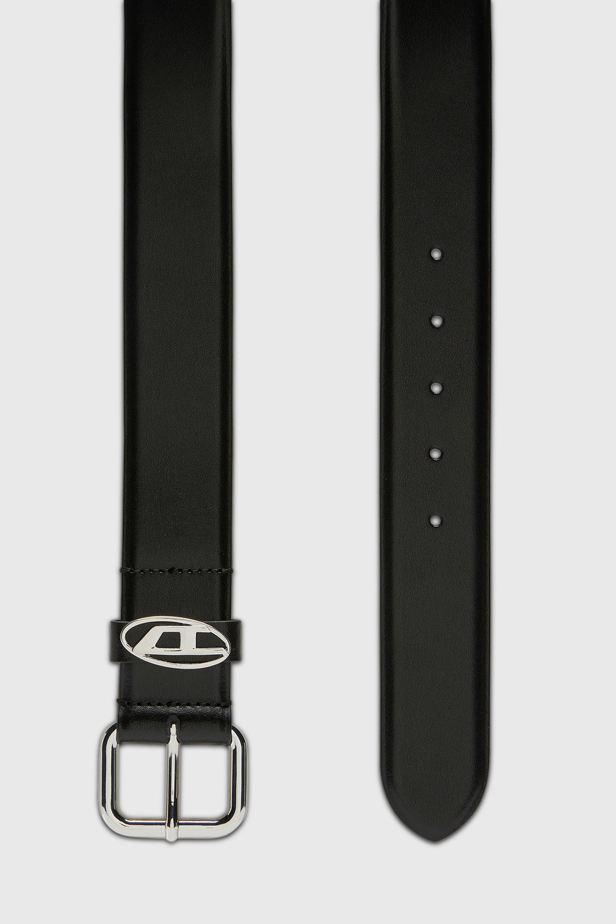 Diesel - B-1DR OVAL D LOOP, Cintur&oacute;n 3.9 cm de cuero adornado con una placa con el logotipo Unisex in Negro - 2