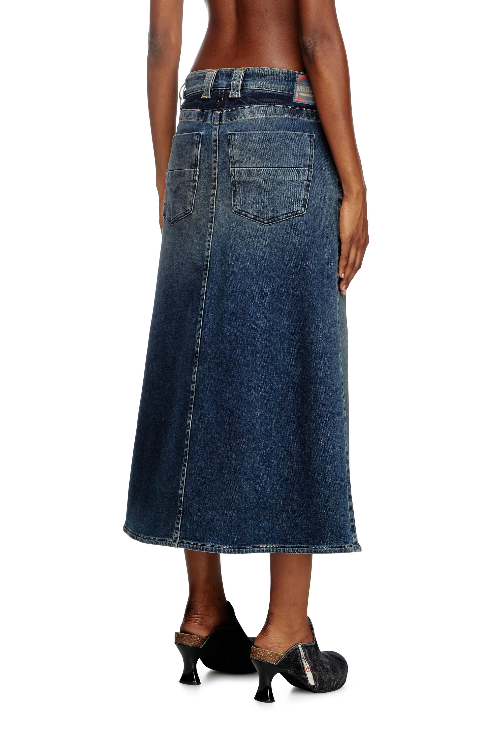 Diesel - DE-PAGO-MID-RE, Falda midi de Rehab denim Mujer in Azul marino - 4