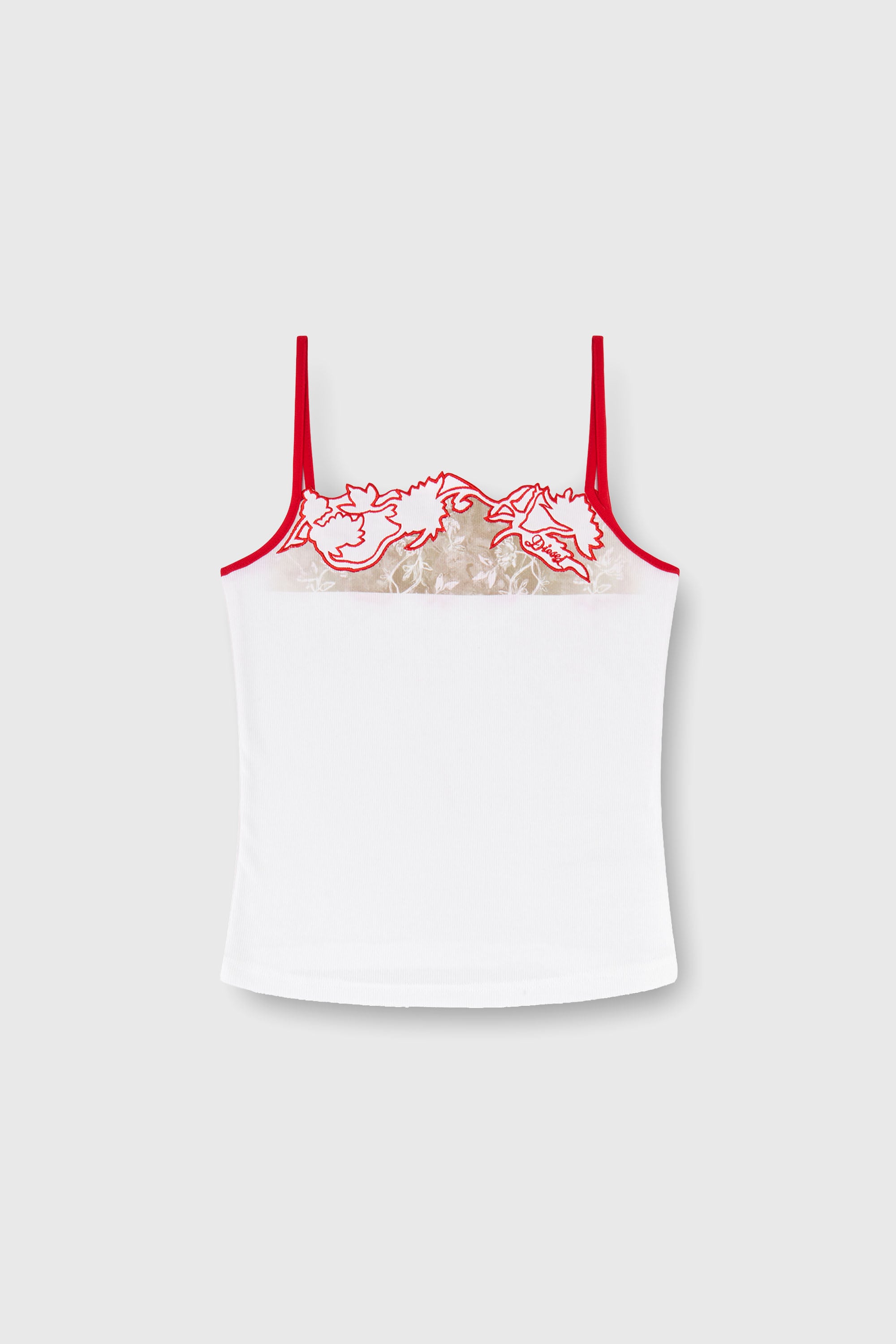 Diesel - T-EDNA, Camiseta de canal&eacute; con bordado floral en contorno Mujer in ToBeDefined - 2