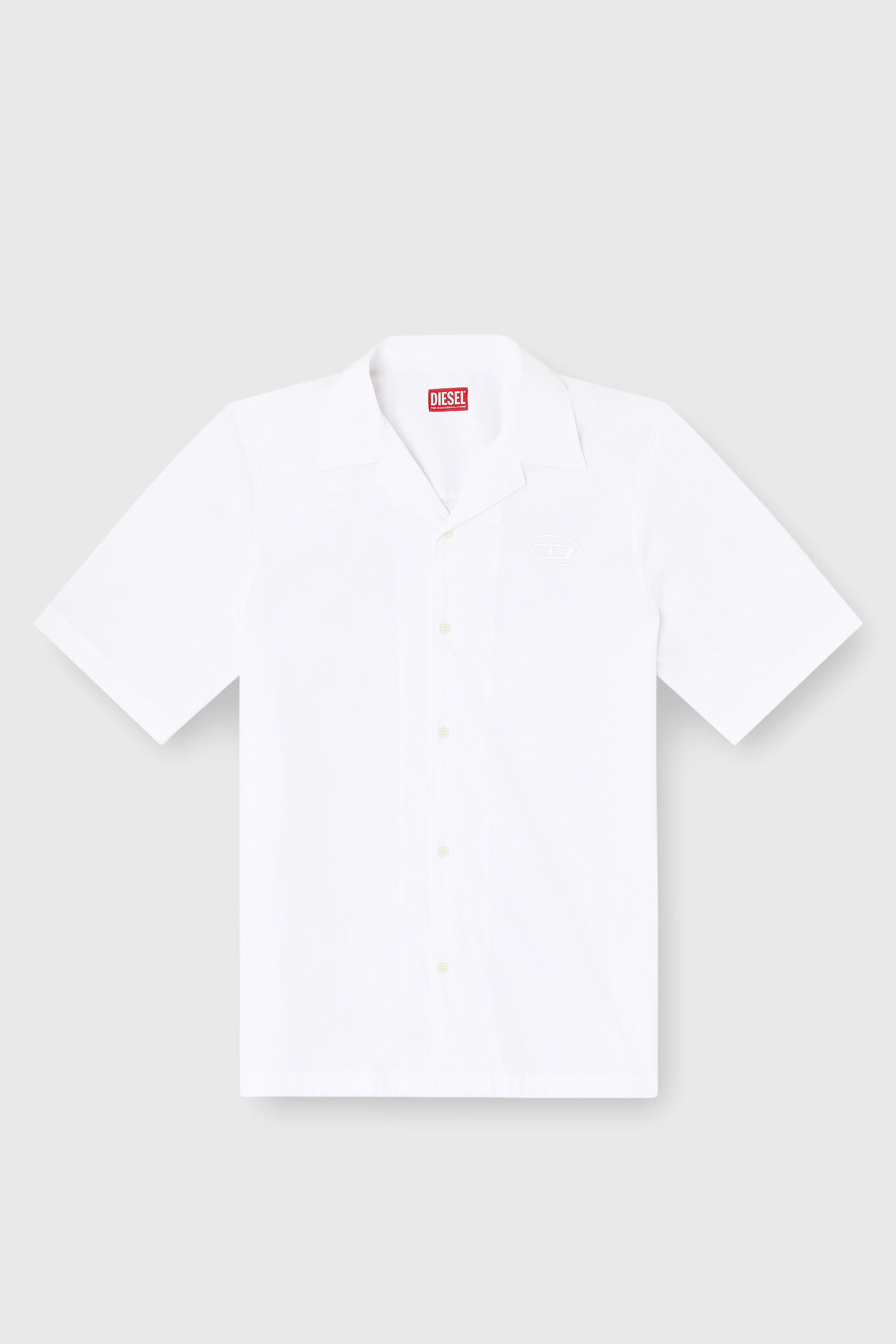 Diesel - S-MAC-GSBH, Camisa de popelina el&aacute;stica con bordado Oval D Hombre in Blanco - 2