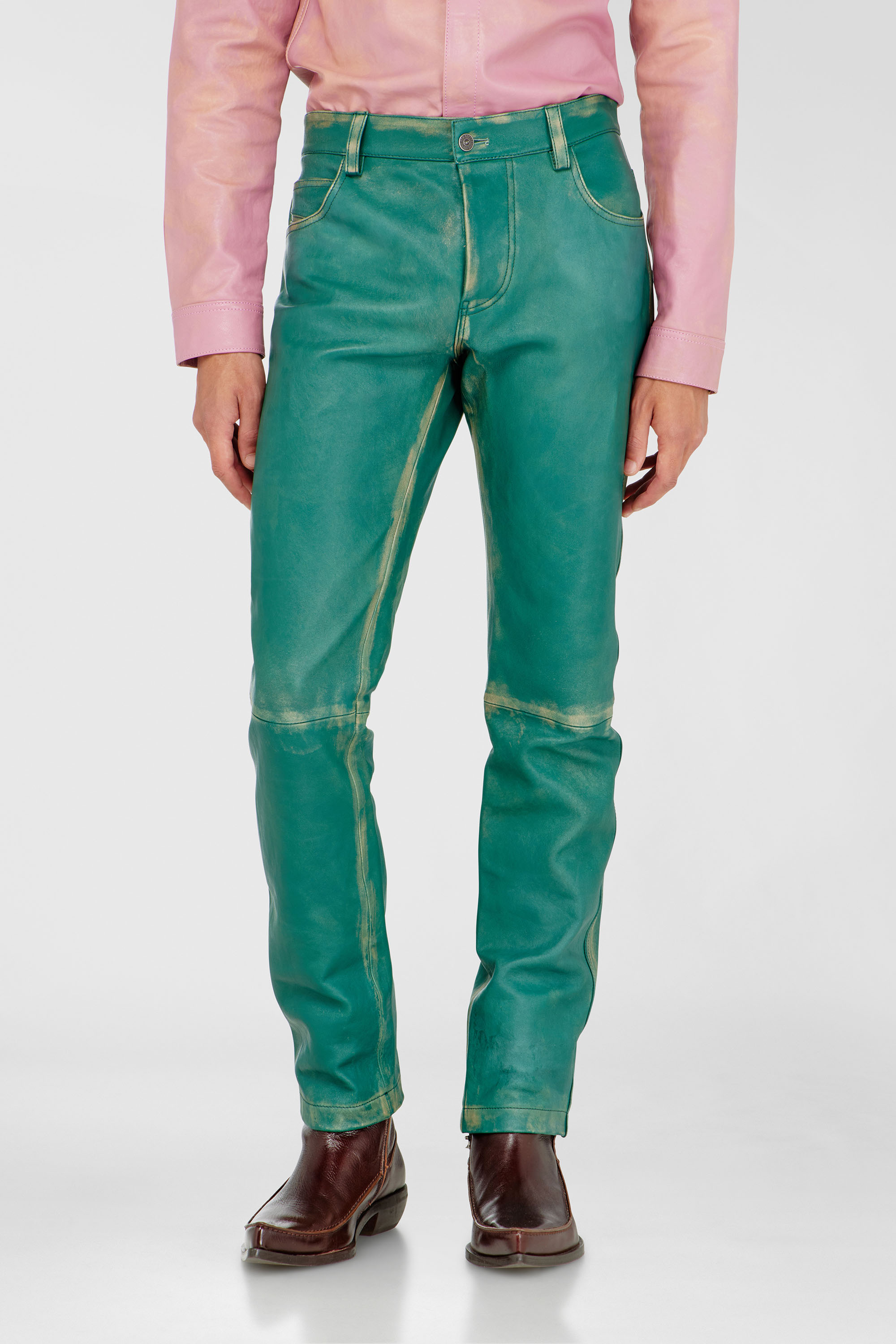 Diesel - P-OCKET, Pantal&oacute;n de cuero tratado Hombre in Verde - 1