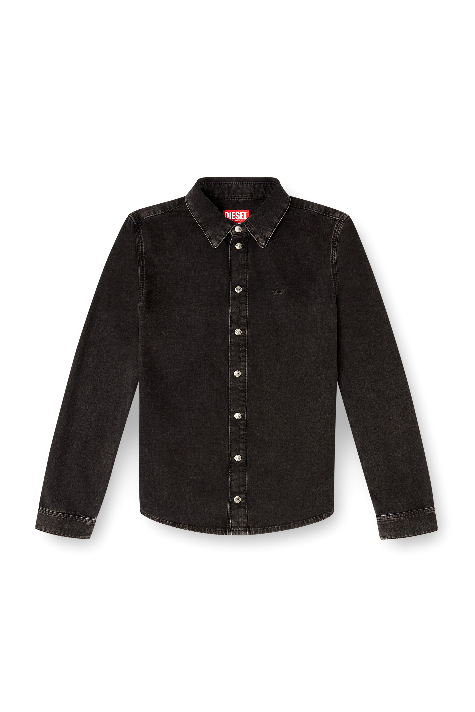 Diesel - DE-EAZY, Camisa de mezclilla con costuras contrastantes Mujer in Negro - 3
