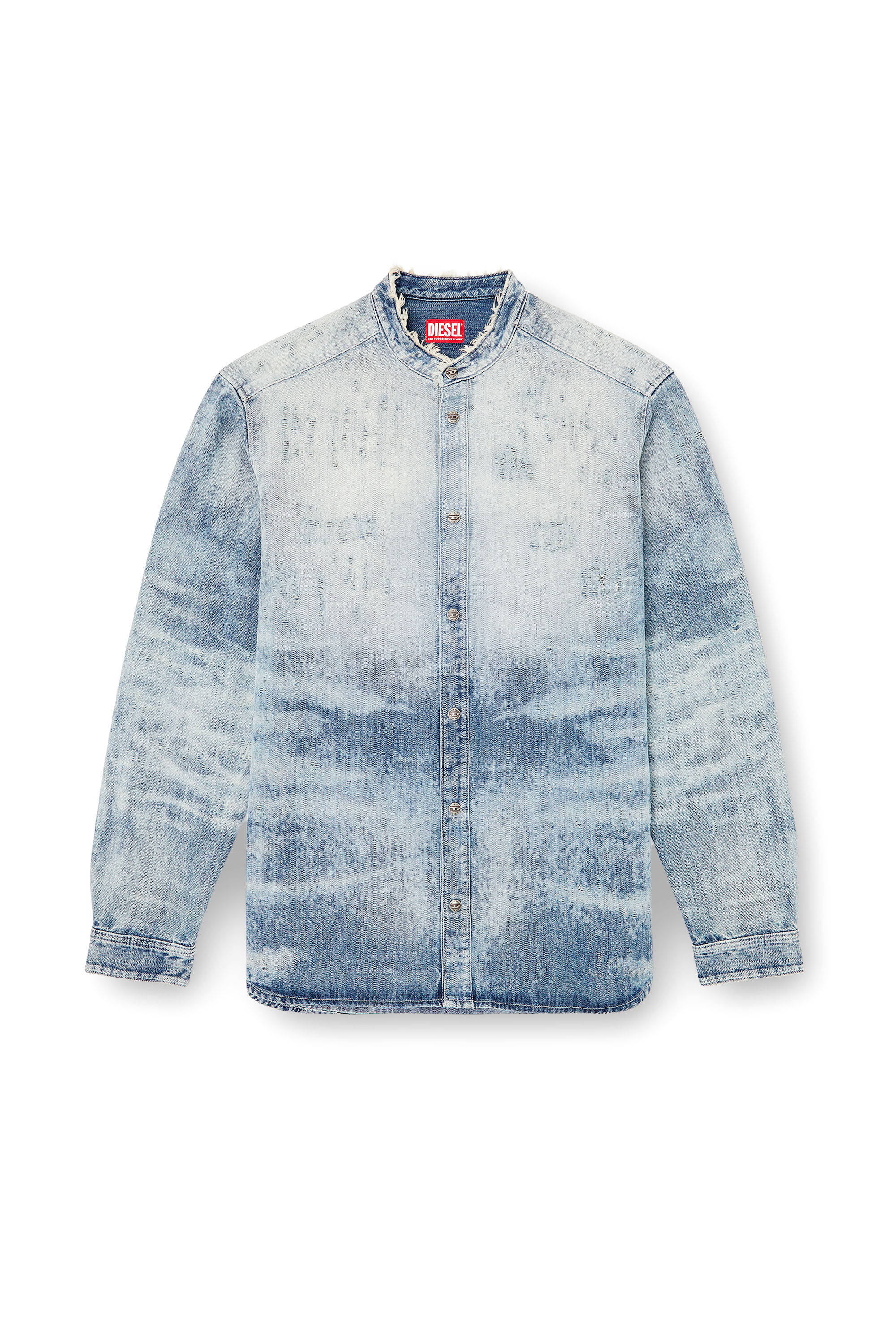 Diesel - D-SIMP-FSH, Camisa en denim desgastado con efecto panal Hombre in Azul marino - 2