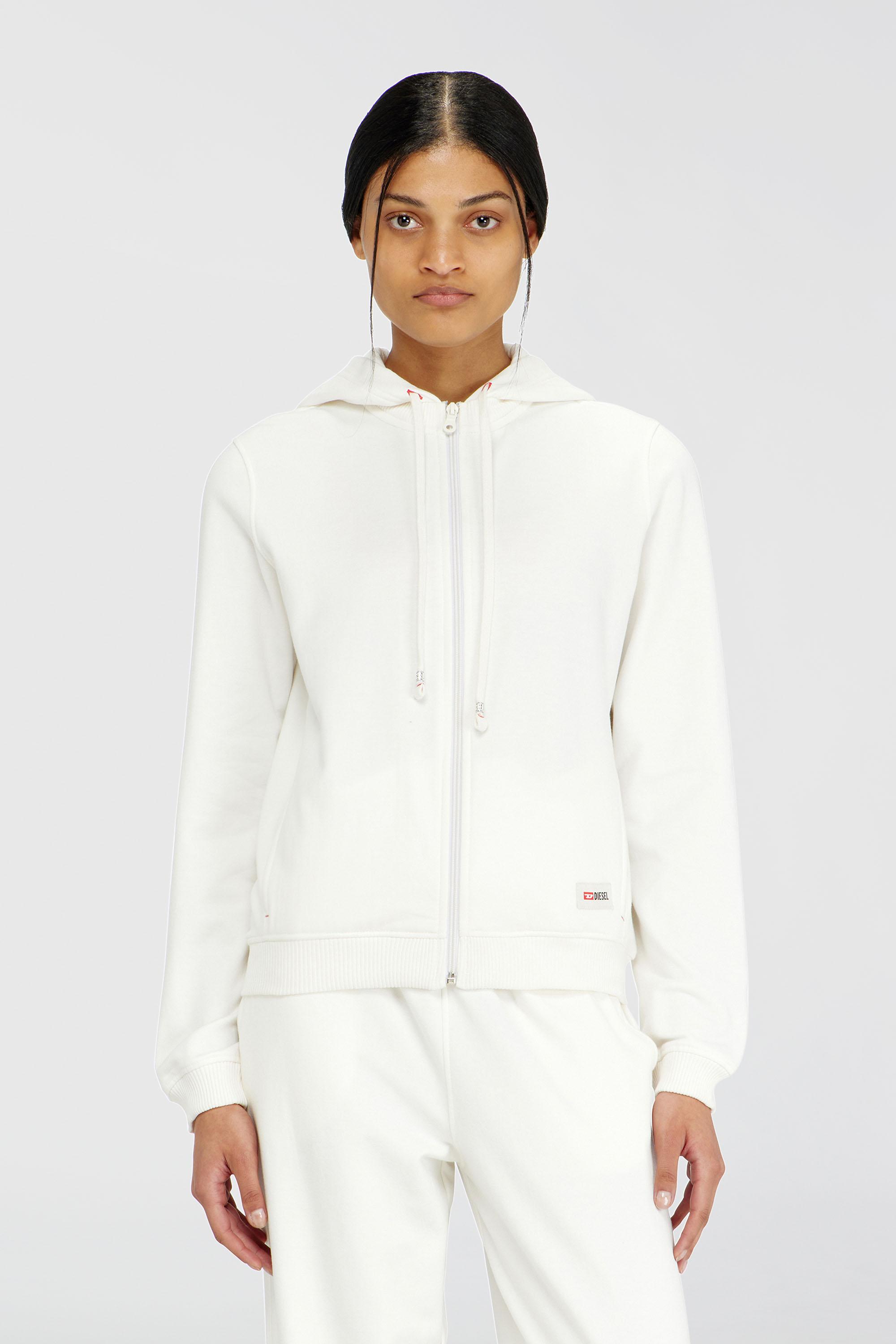 Diesel - HARRIET-D-CORE, Sudadera con capucha en mezcla de algod&oacute;n afelpado Mujer in Blanco - 1