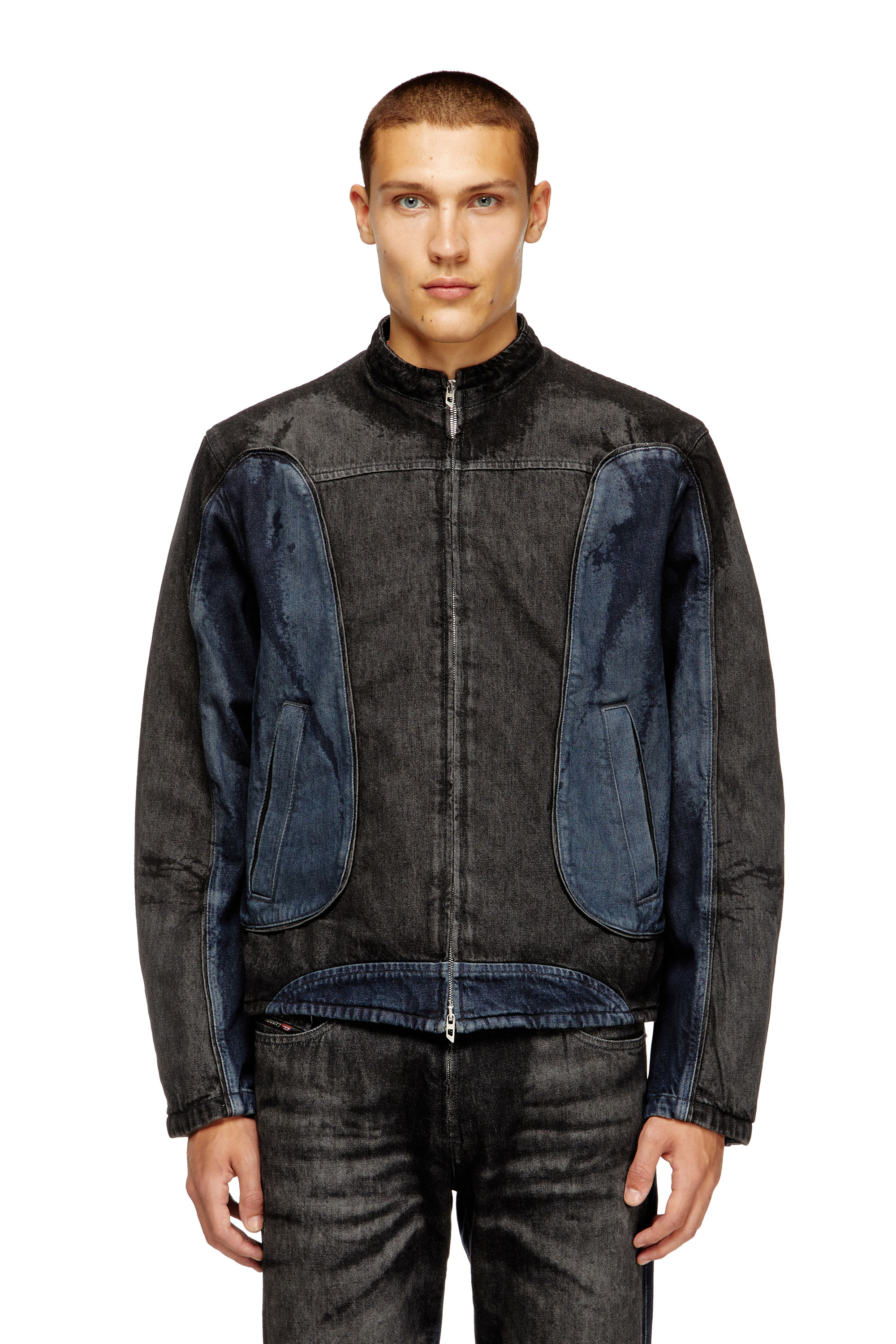 Diesel - D-BLENK-S, Chaqueta de estilo biker en denim bicolor Hombre in Multicolor - 1