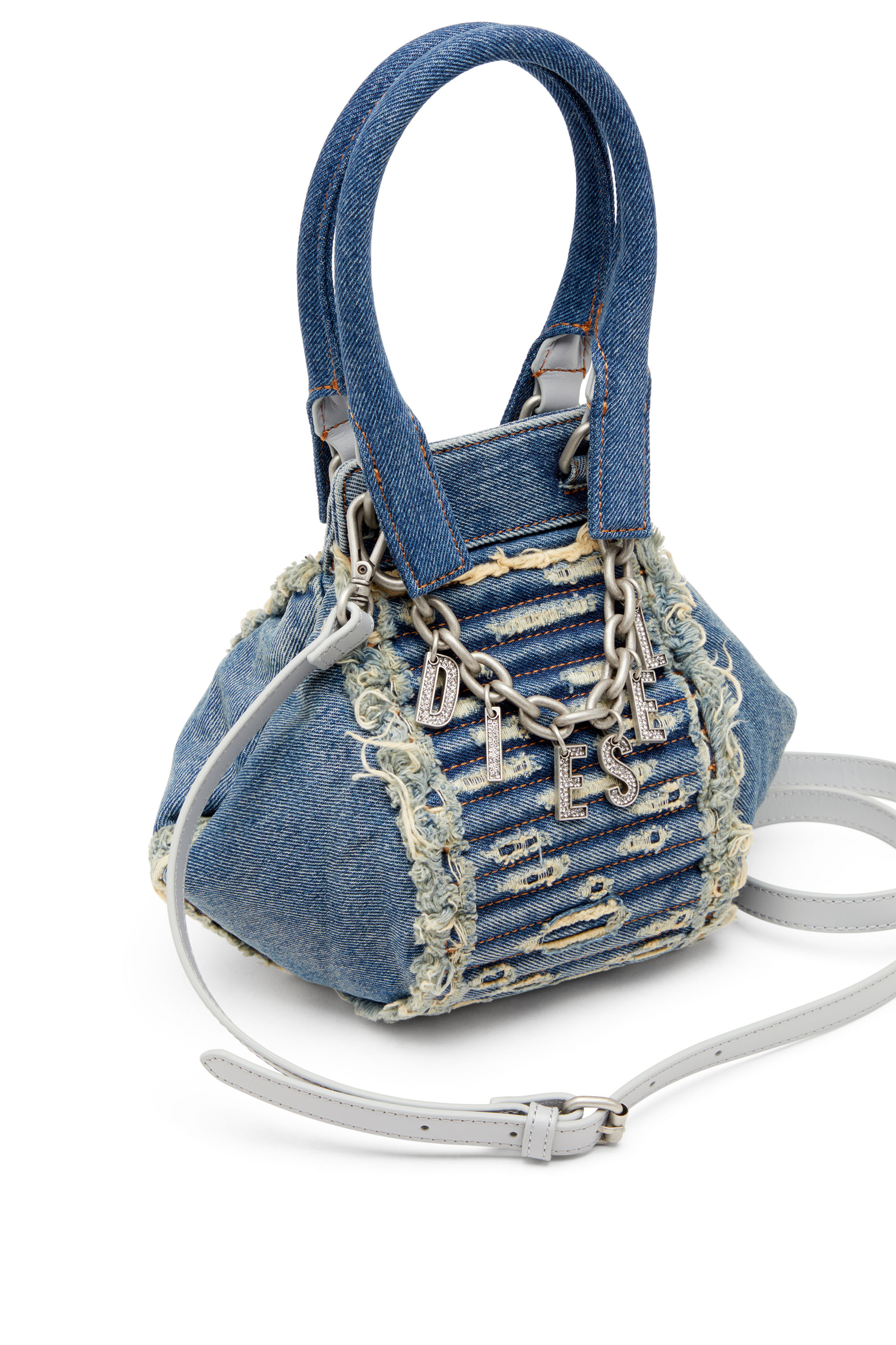 Diesel - D-VINA-XS, D-Vina-Xs-Bolso de mano de denim acolchado y desgastado Mujer in Azul marino - 6