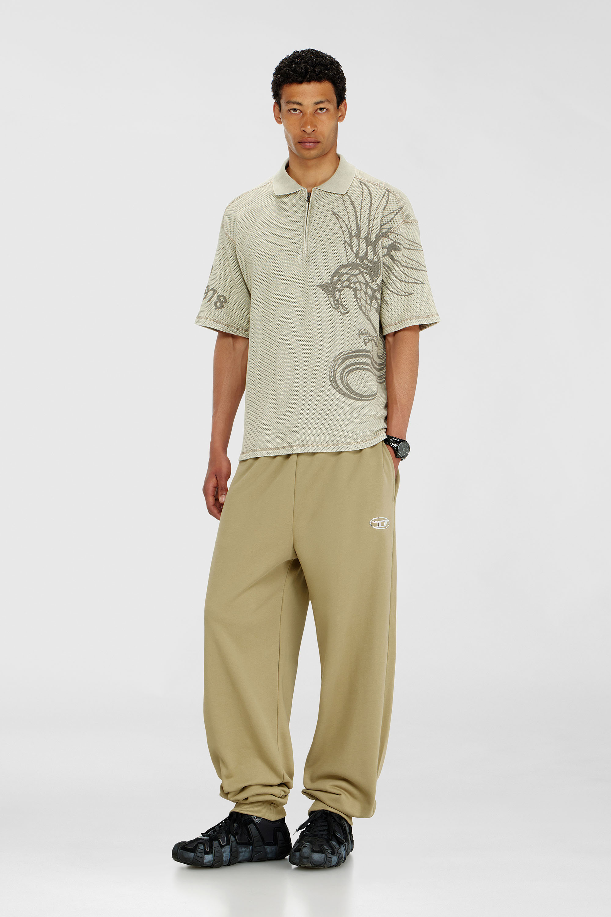 Diesel - P-MARKY-IOD, Pantalones de algod&oacute;n con Oval D met&aacute;lico Hombre in Beige - 1
