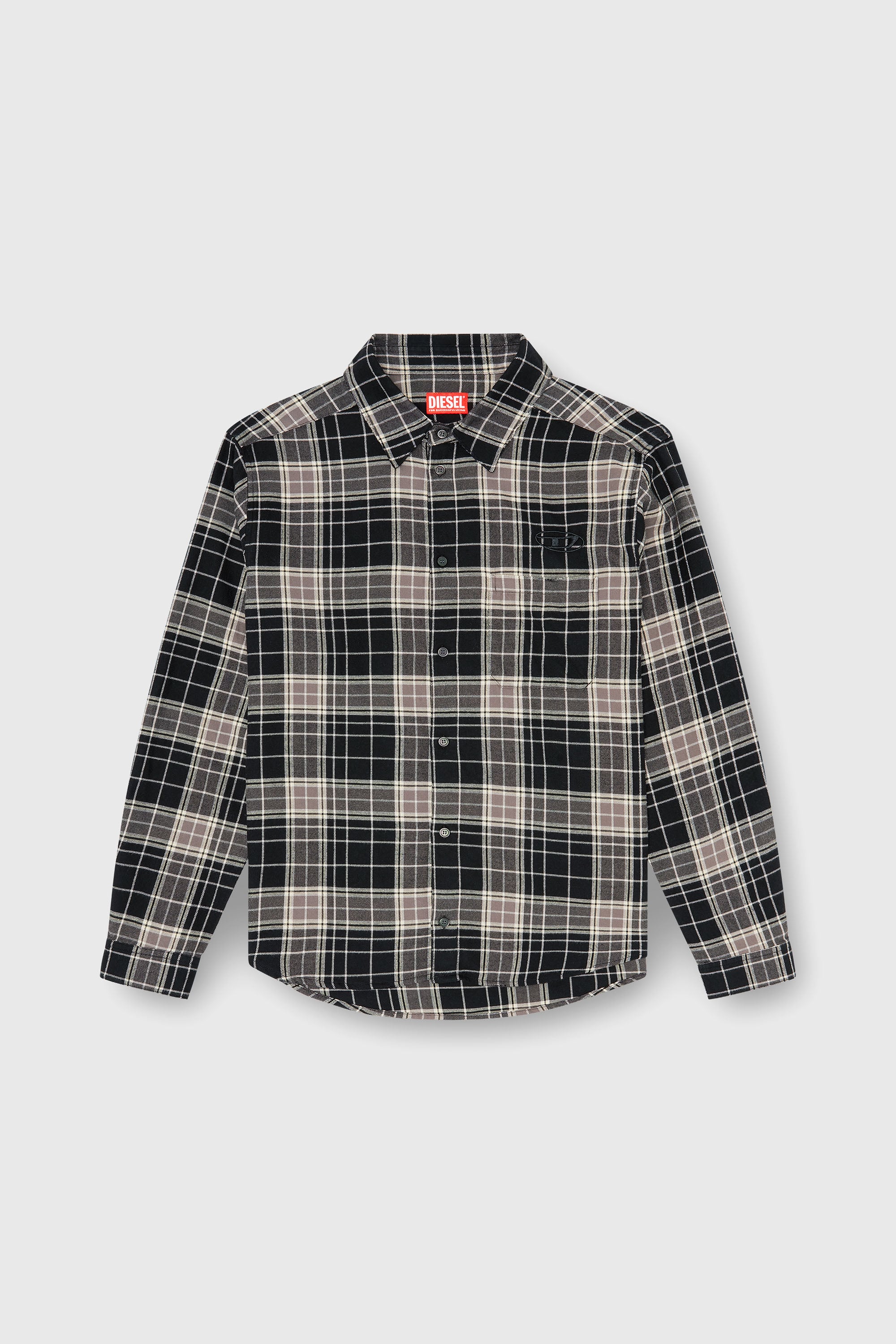Diesel - S-SIMPLY-HNBI, Camisa efecto desgastado en franela de cuadros Hombre in Multicolor - 2
