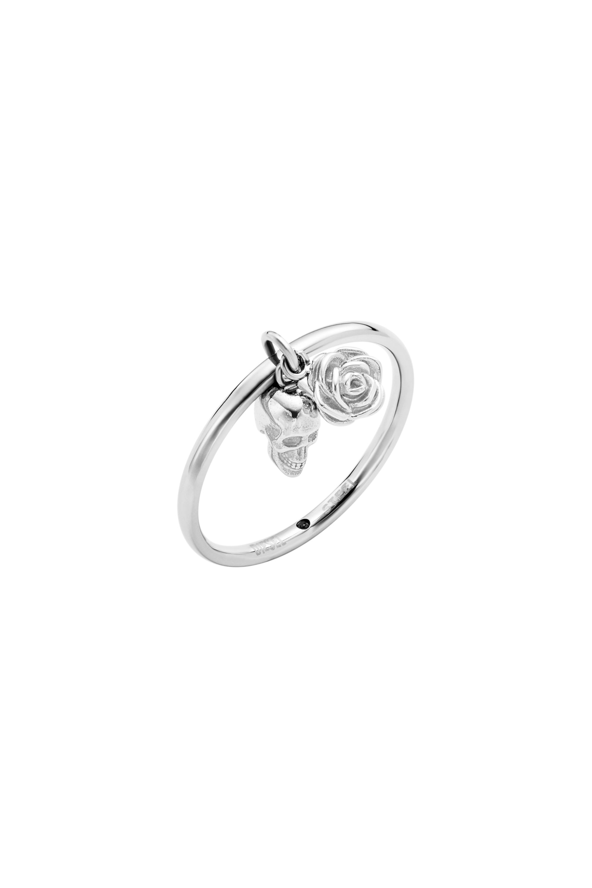 Diesel - DX1602040, Anillo con dije de calavera de acero inoxidable Unisex in Plateado - 1
