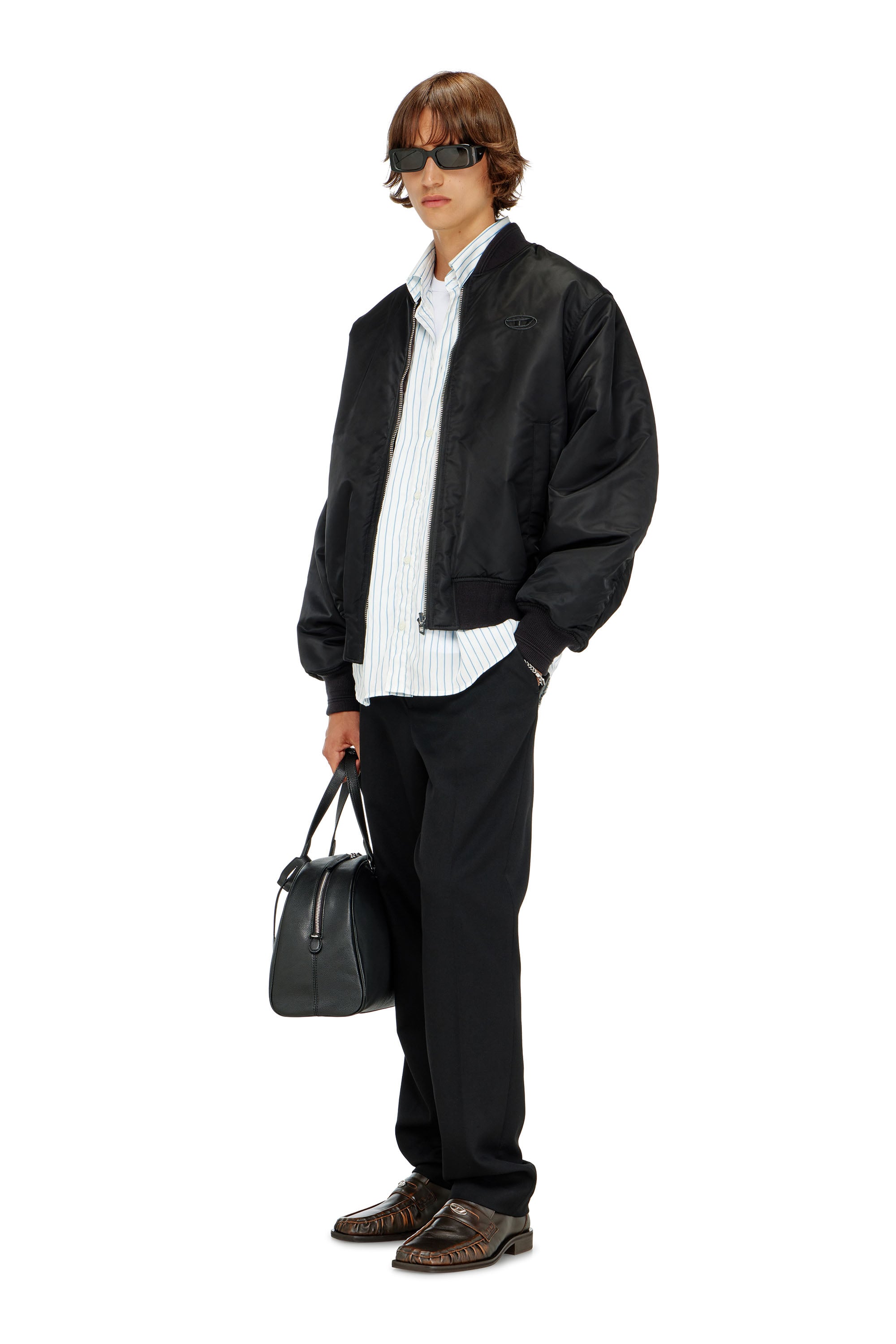 Diesel - W-TYPE-D1, Chaqueta bomber acolchada con bordado Oval D Hombre in Negro - 2