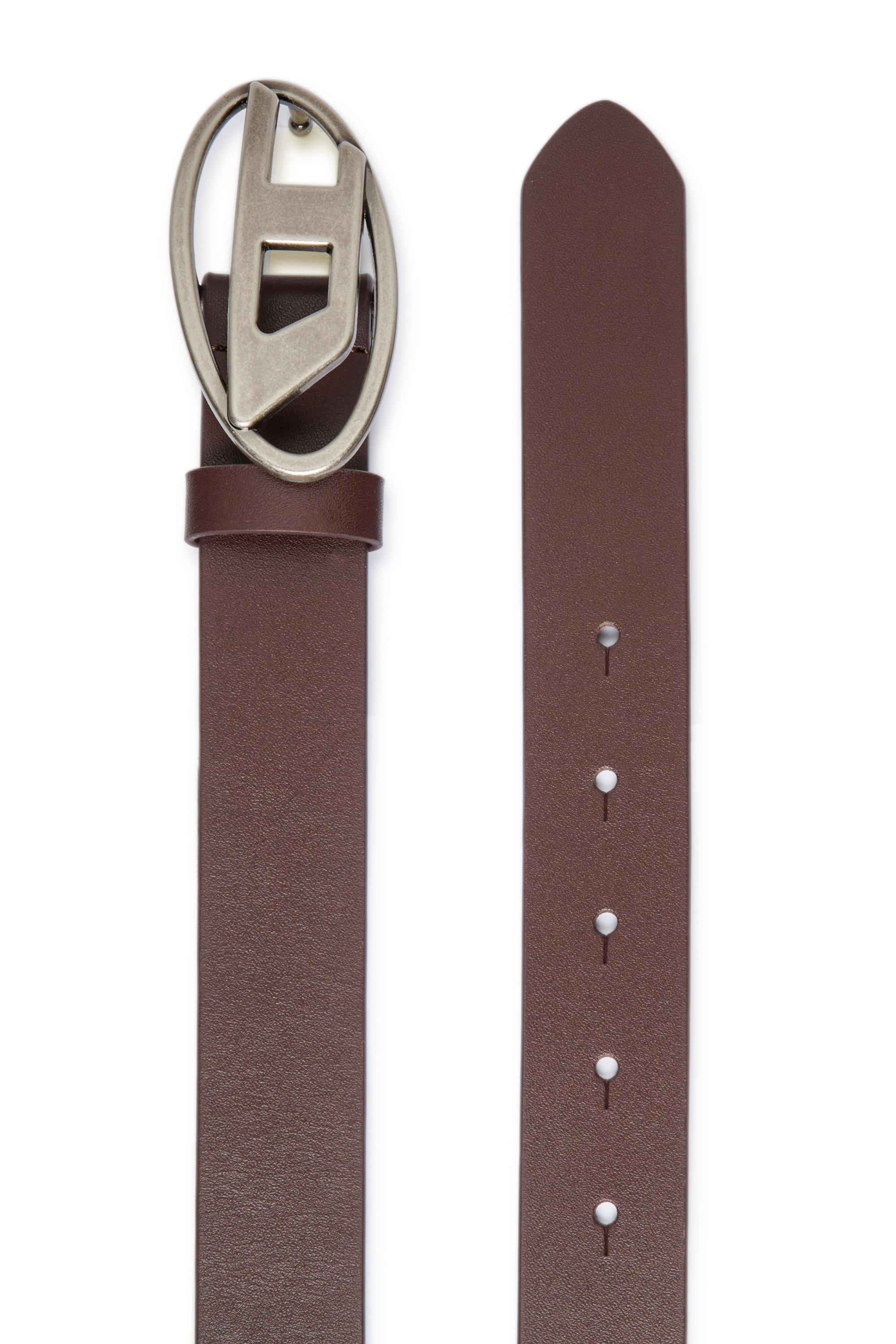 Diesel - B1DR, Cinturón de piel con hebilla ovalada D Unisex in Marrón - 3