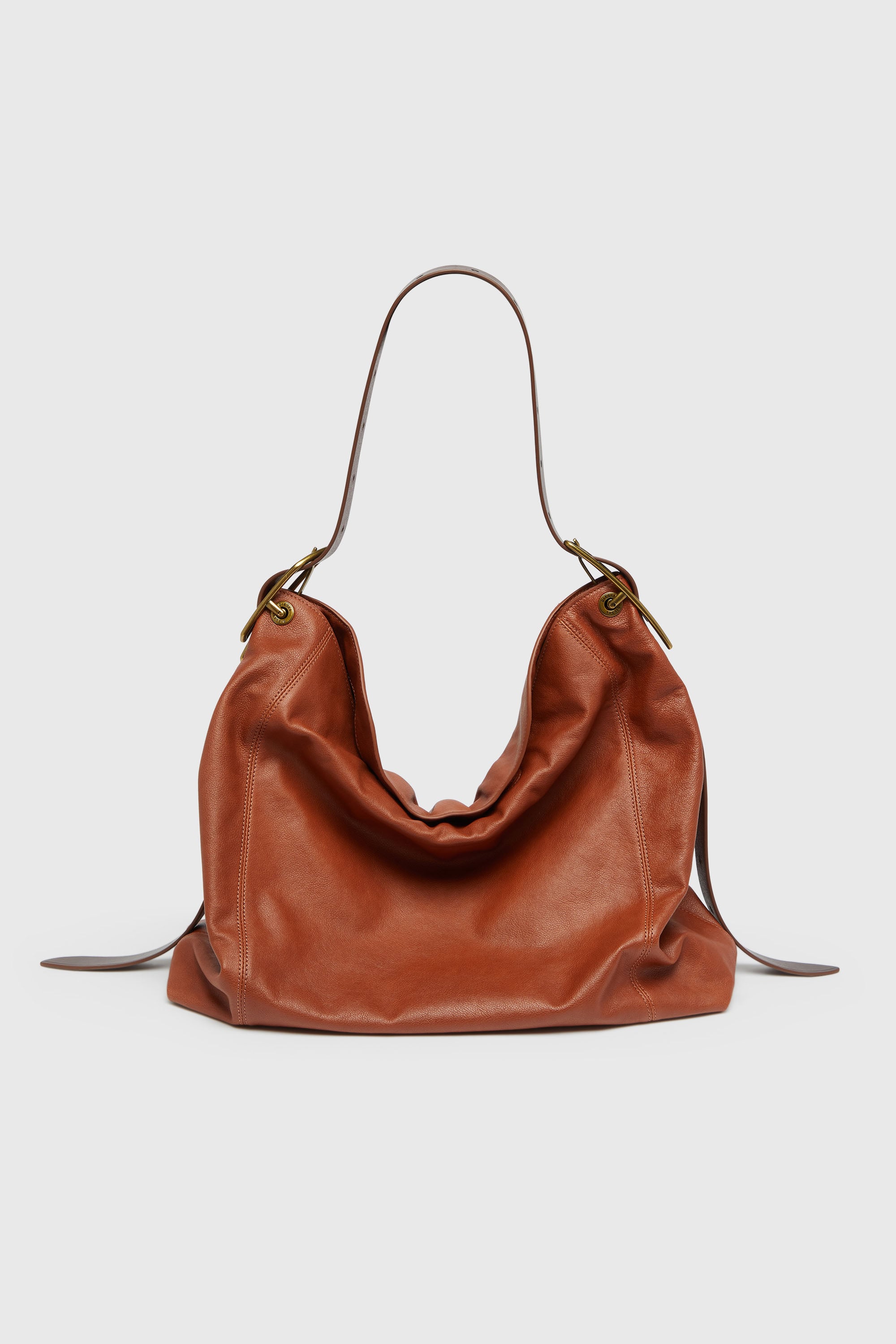 Diesel - D-LINE HOBO L, D-Line-Bolso hobo de piel brillante Mujer in Marr&oacute;n - 1