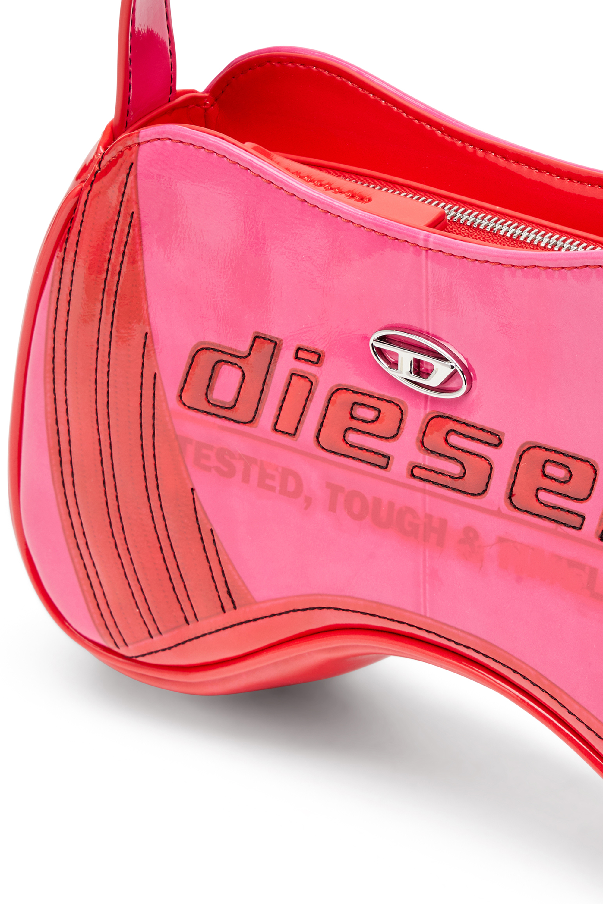 Diesel - PLAY SHOULDER, Play-Bolso de hombro brillante con detalles tipo motorista Mujer in Rosa - 5