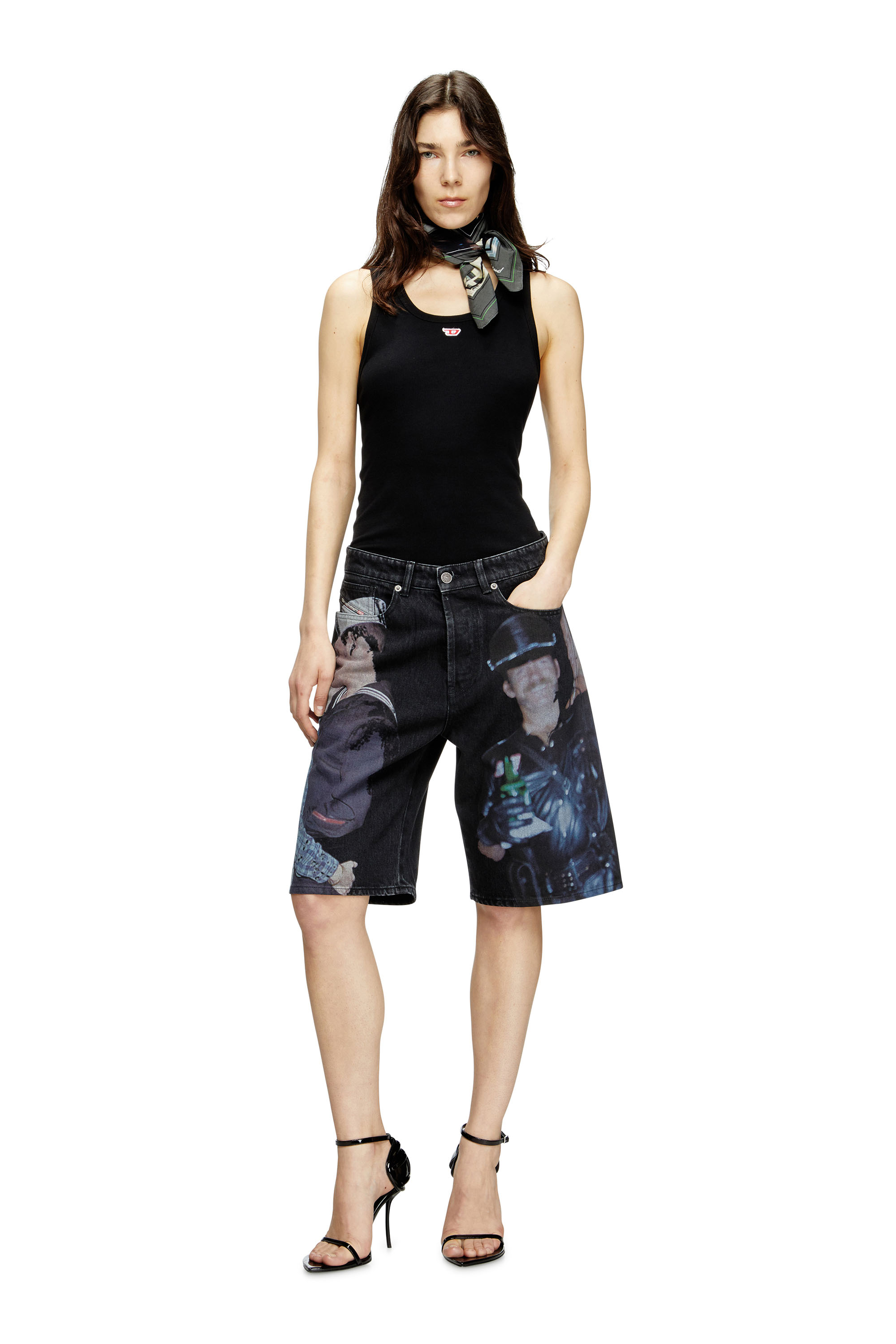 Diesel - PR-D-RIXFORD-S, Pantalones cortos de denim con estampado multicolor Unisex in Negro - 5