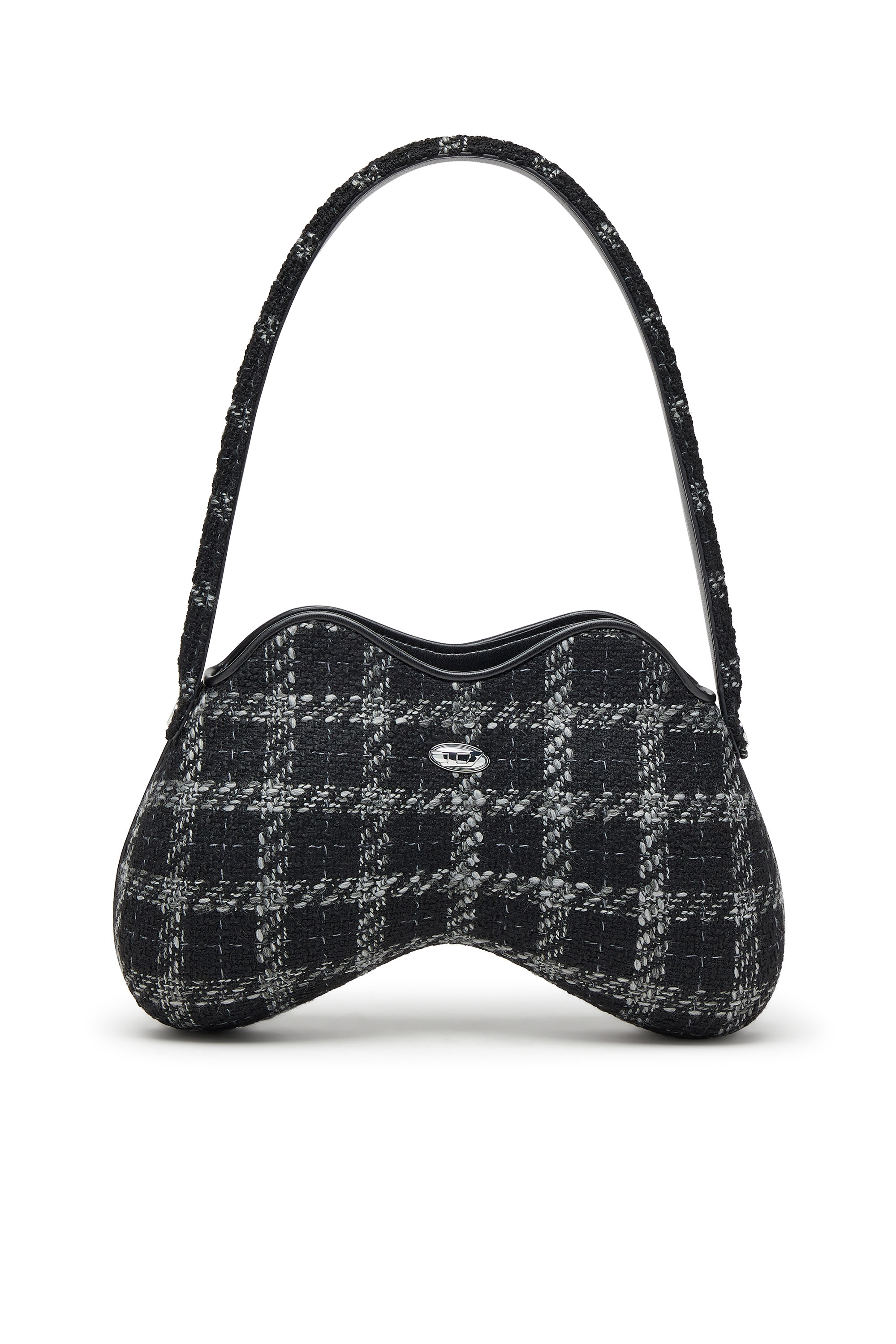 Diesel - DOUBLE-D SHOULDER, Bolso de hombro con motivo de pata de gallo Mujer in Negro - 1