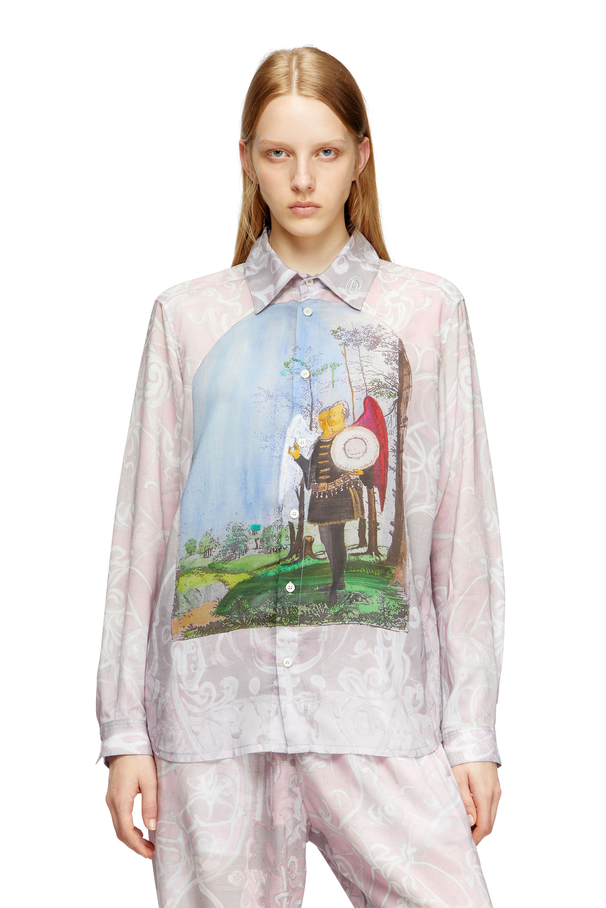 Diesel - S-SIMPLY-A-AJFW, Camisa con estampado medieval Unisex in Rosa - 5