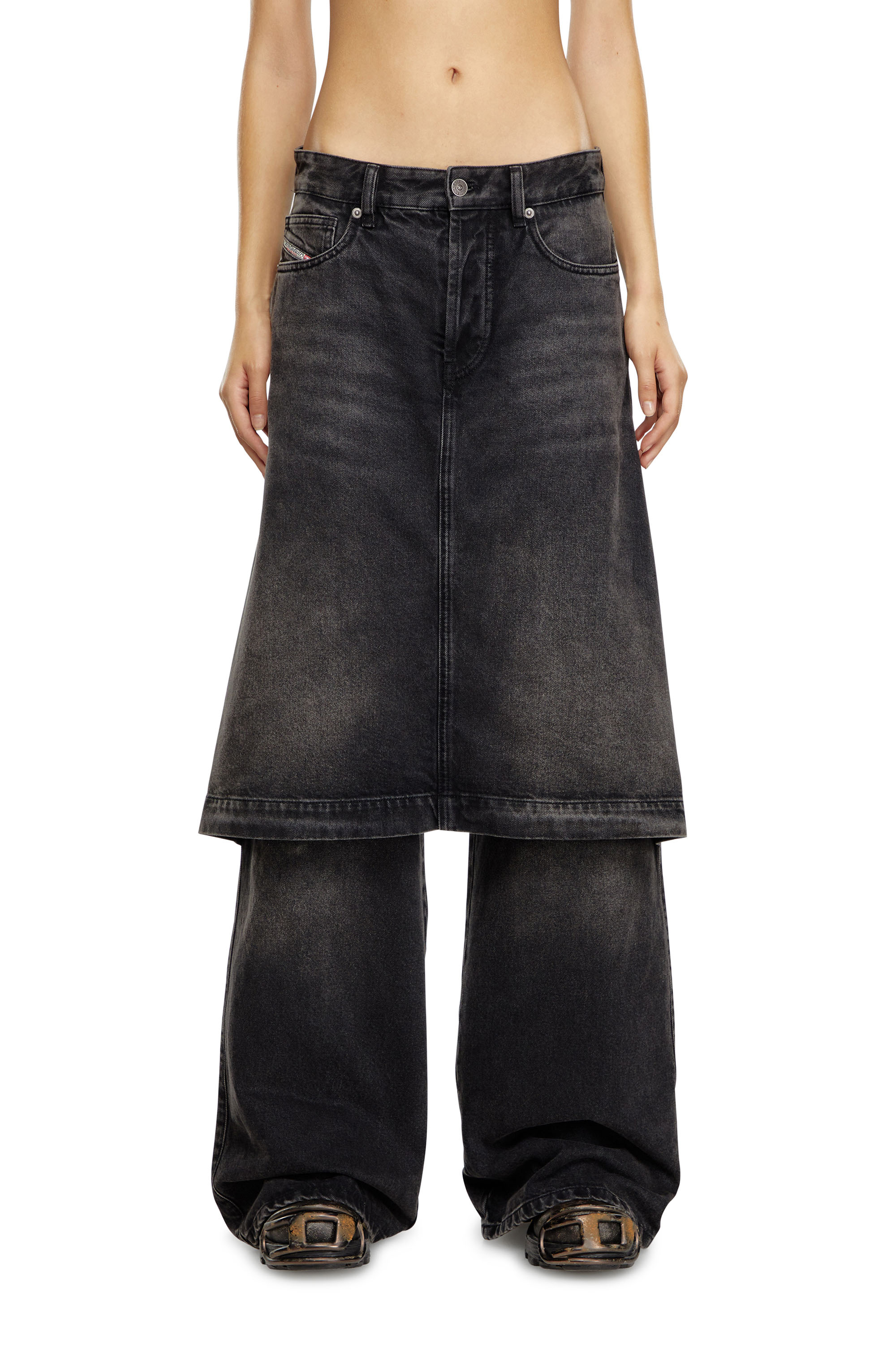 Diesel - Mujer Straight Jeans D-Syren 0CBDG, Negro/Gris oscuro - Image 2