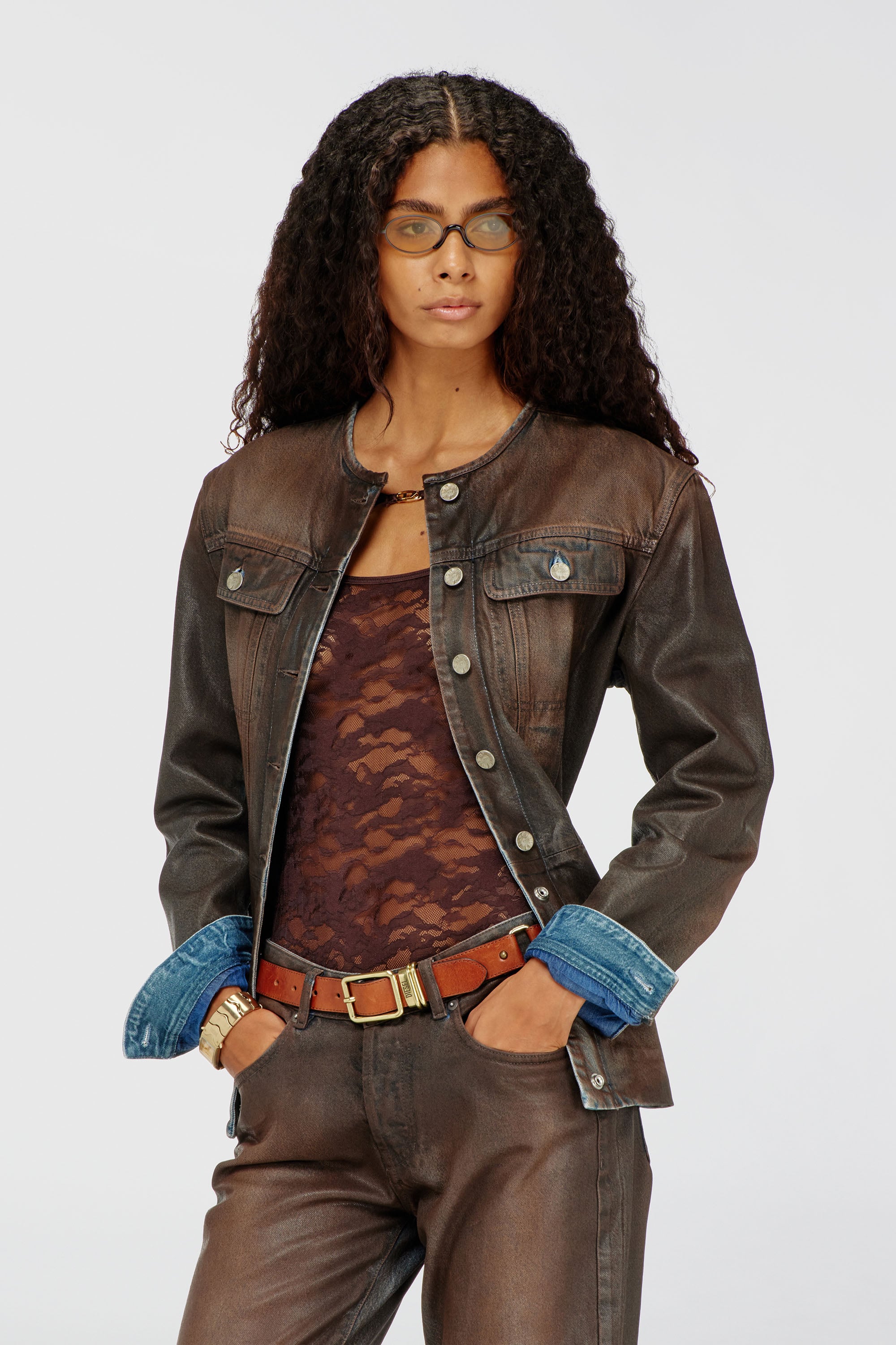Diesel - LENA-UTLT, Body de encaje camuflaje Mujer in Marr&oacute;n - 1