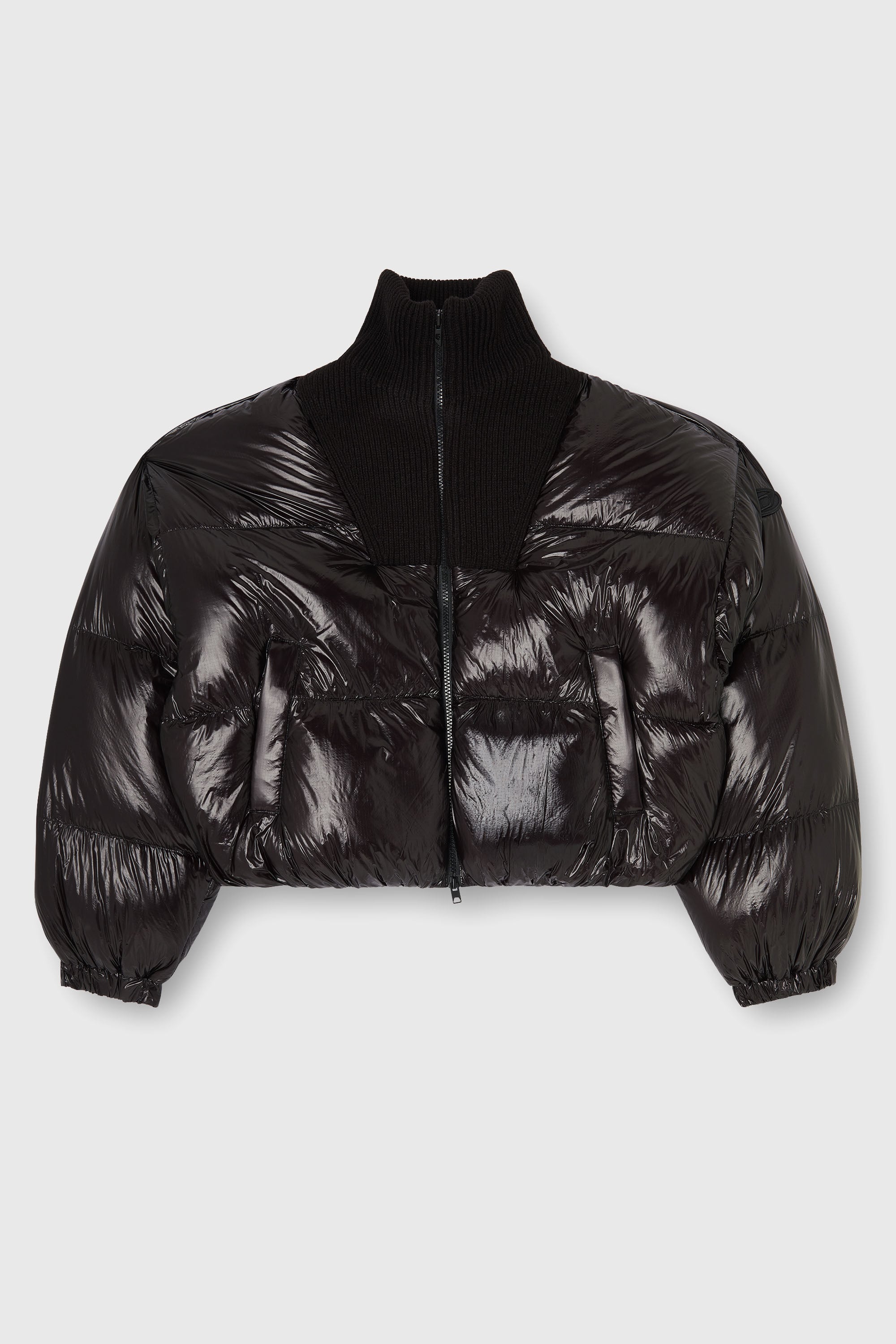 Diesel - W-ARRIOR, Chaqueta acolchada down en ripstop con cuello de punto Mujer in Negro - 2