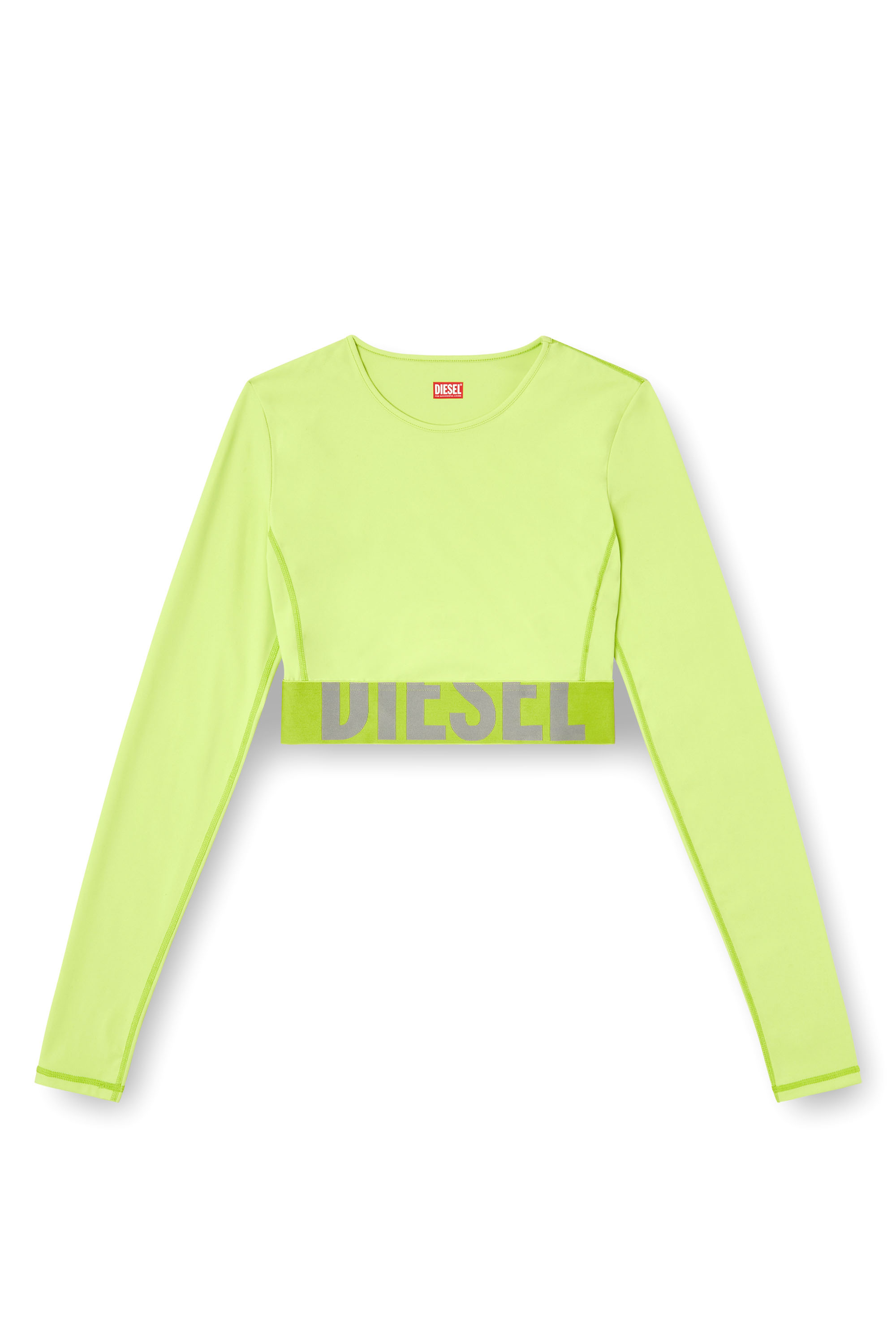 Diesel - MELISSA-D-POP, Top corto de microfibra con logotipo recortado Mujer in Verde - 4