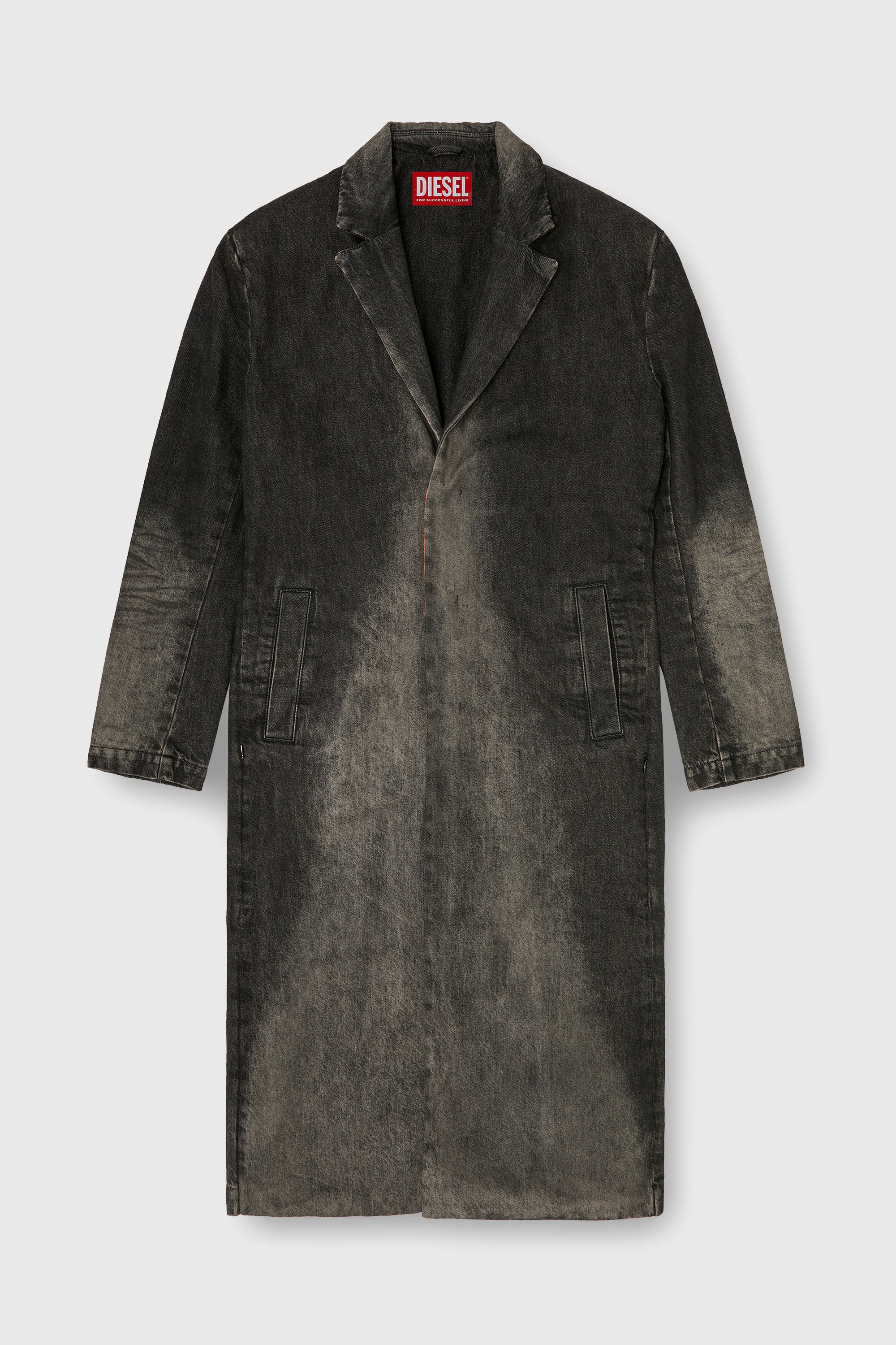 Diesel - D-IANCH-FSJ, Abrigo largo de denim con efecto desgastado Unisex in Negro - 2