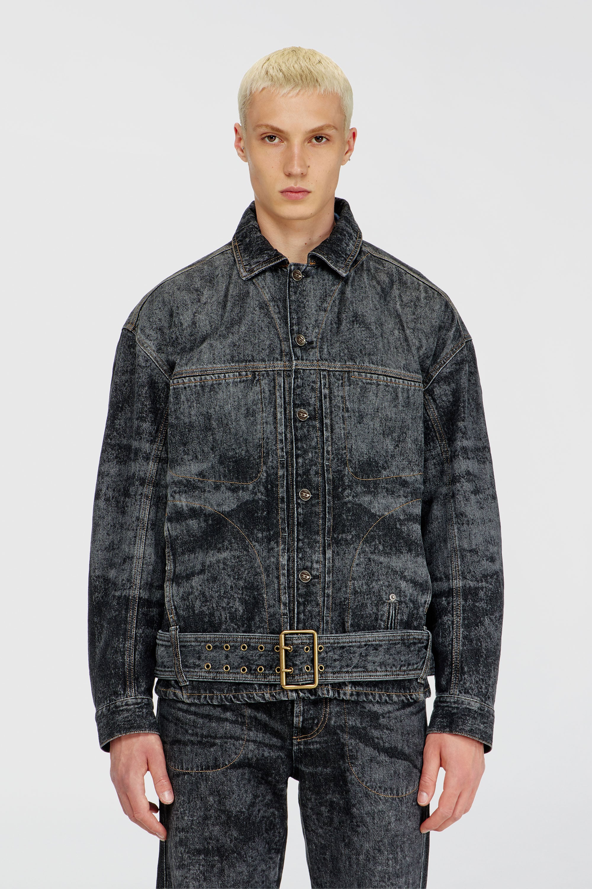 Diesel - D-VALERO-S, Chaqueta vaquera inspirada en el biker Hombre in Gris - 1
