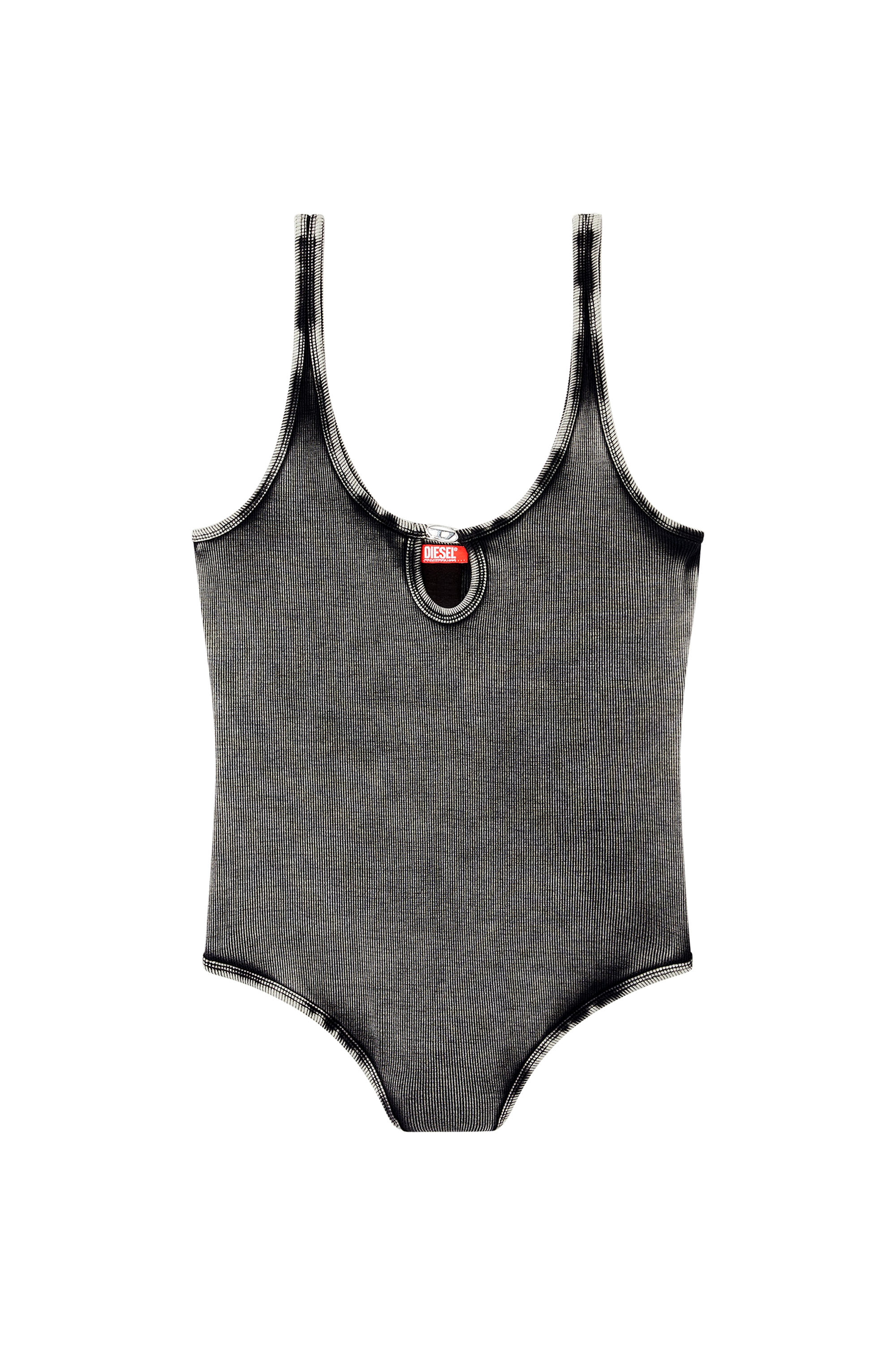 Diesel - MAURA-DNM, Body de algodón elástico con lavado oscuro efecto mármol Mujer in Gris - 4