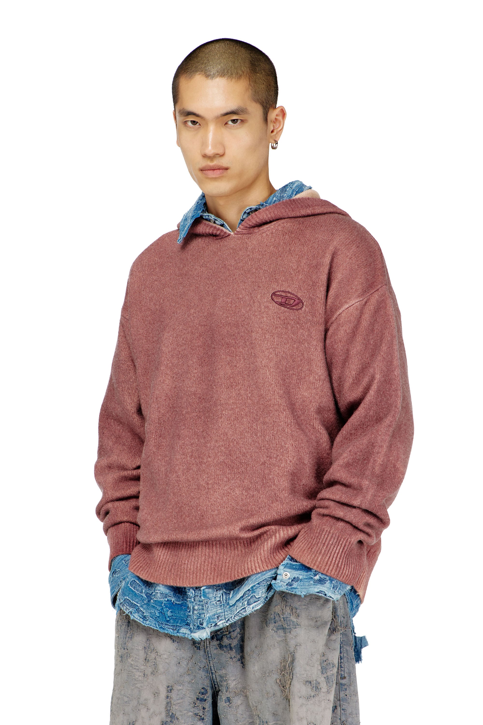 Diesel - K-PICKLED, Sudadera con capucha te&ntilde;ida doble en punto mezcla de lana Hombre in ToBeDefined - 1