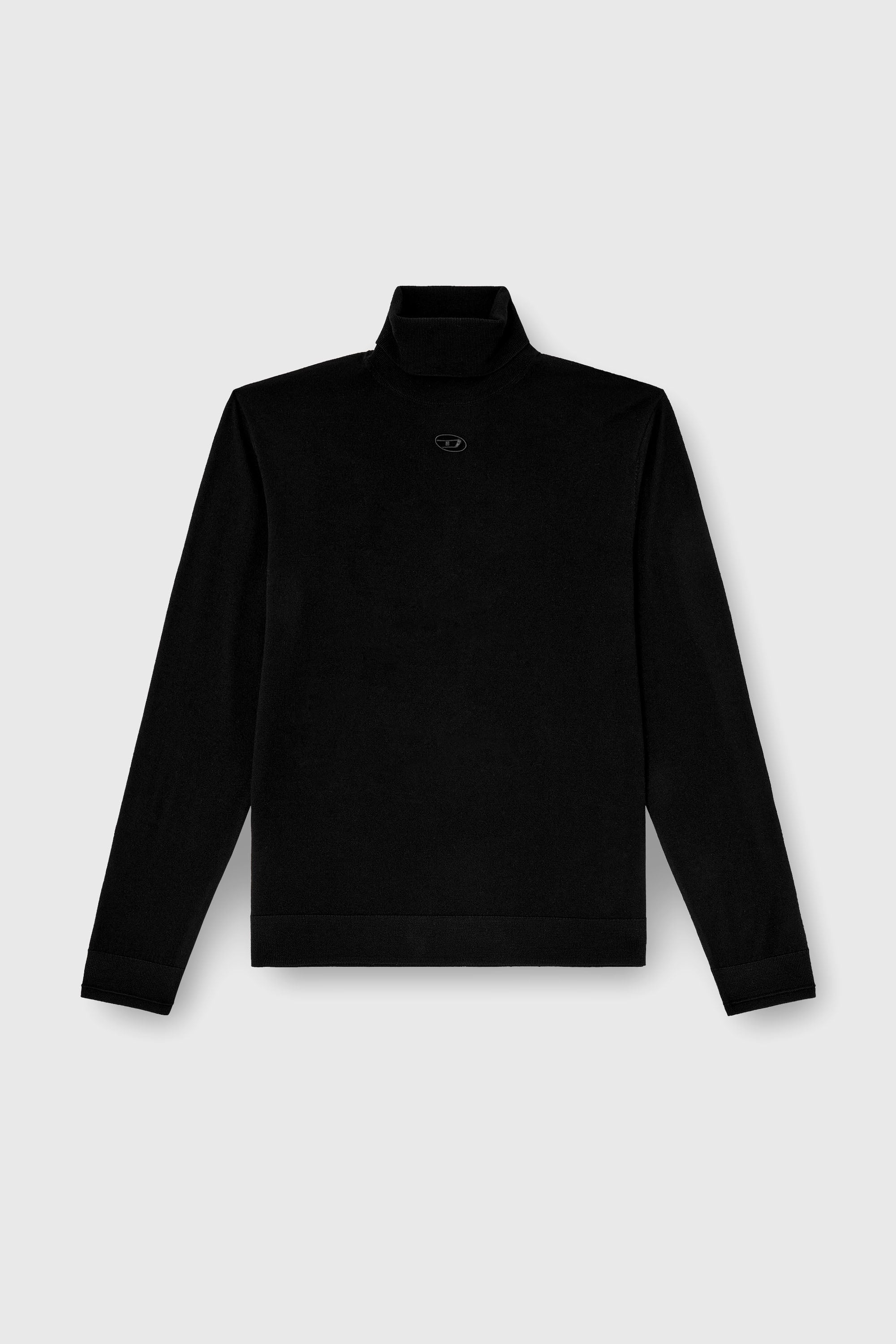 Diesel - K-VARTA, Jersey de lana con cuello alto y logotipo recortado Hombre in Negro - 2